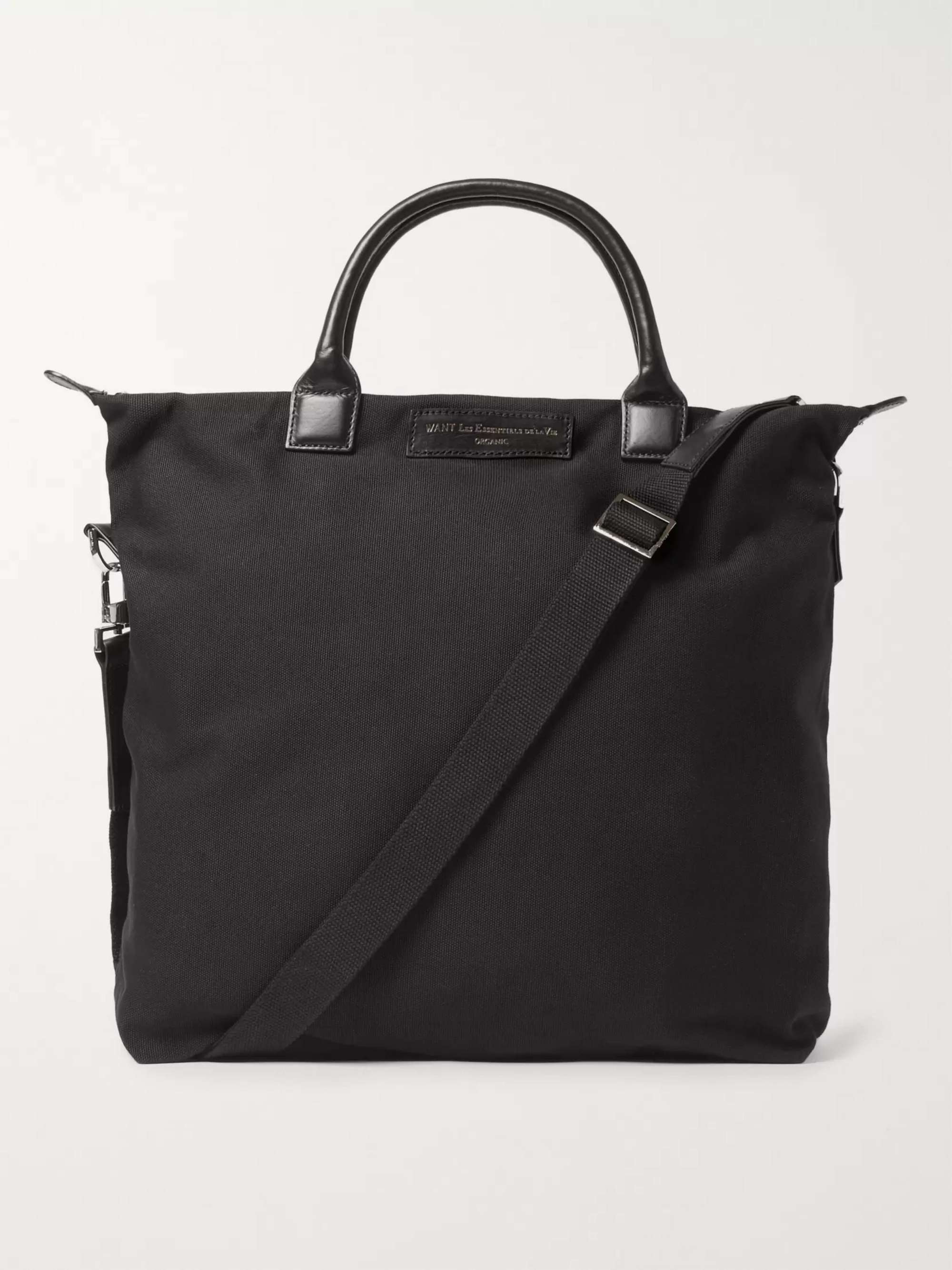 WANT LES ESSENTIELS O'Hare Leather-Trimmed Organic Cotton-Canvas Tote Bag  for Men | MR PORTER