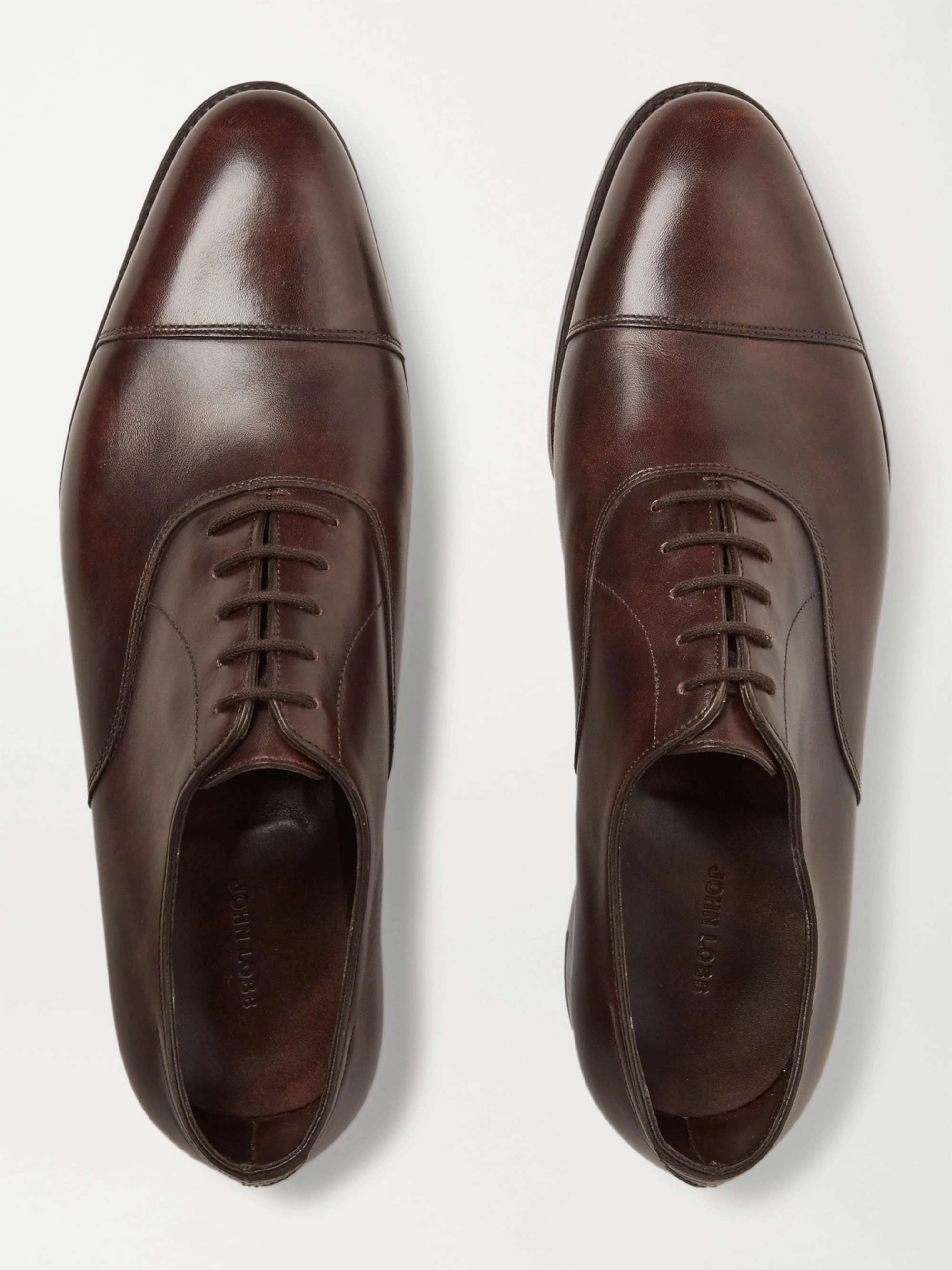 بني حذاء أكسفورد City II من الجلد اللامع | JOHN LOBB | MR PORTER