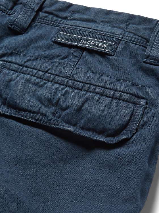 INCOTEX Washed Cotton and Linen-Blend Cargo Shorts for Men | MR PORTER