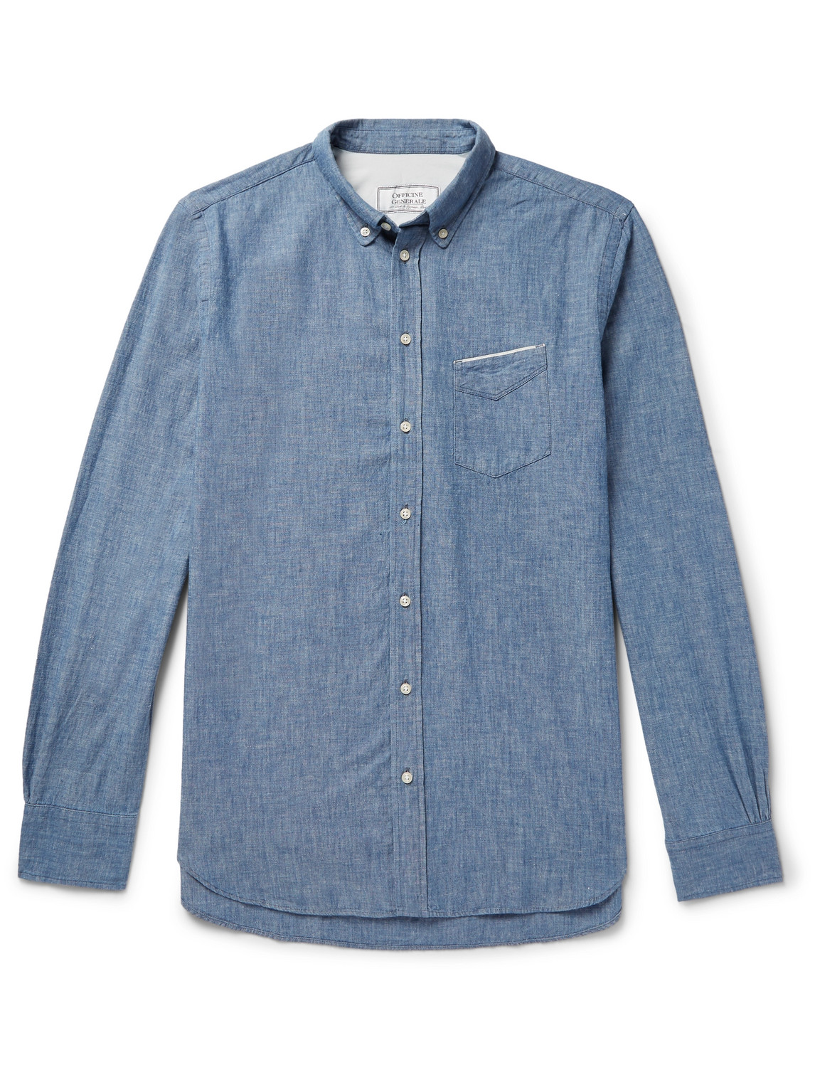 Officine Generale Cotton-chambray Shirt In Blue