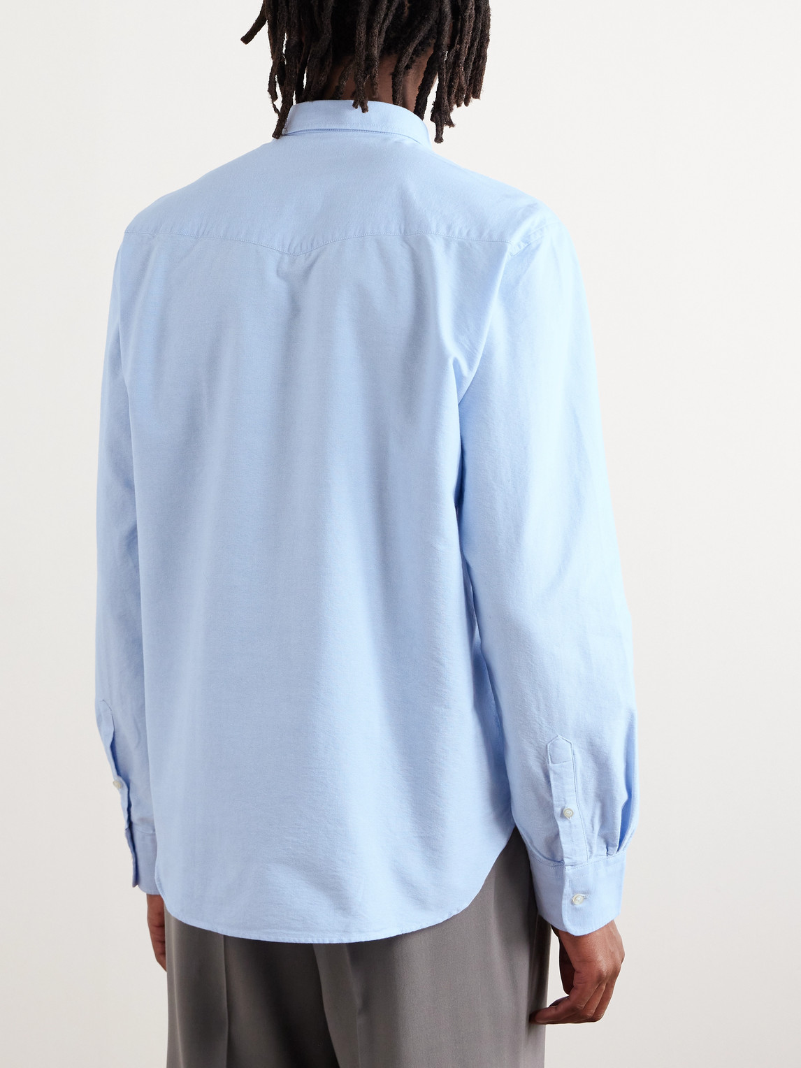Shop Officine Generale Slim-fit Cotton Oxford Shirt In Blue