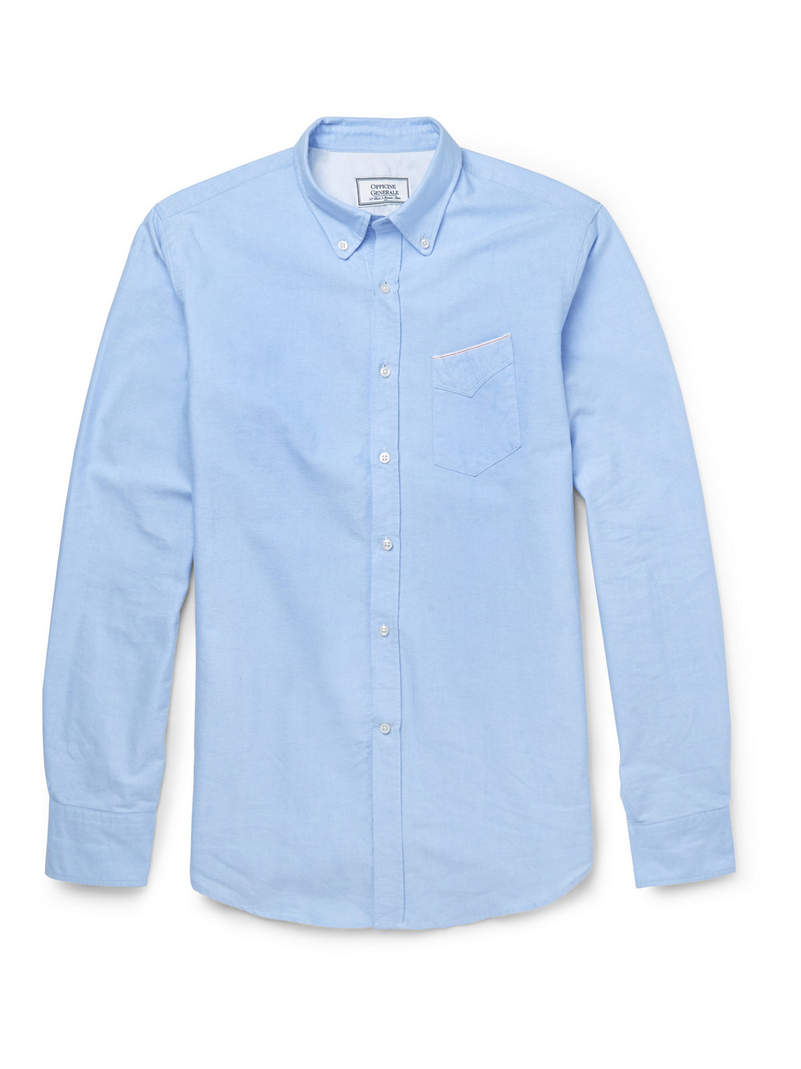 Officine Generale Slim-fit Cotton Oxford Shirt In Blue