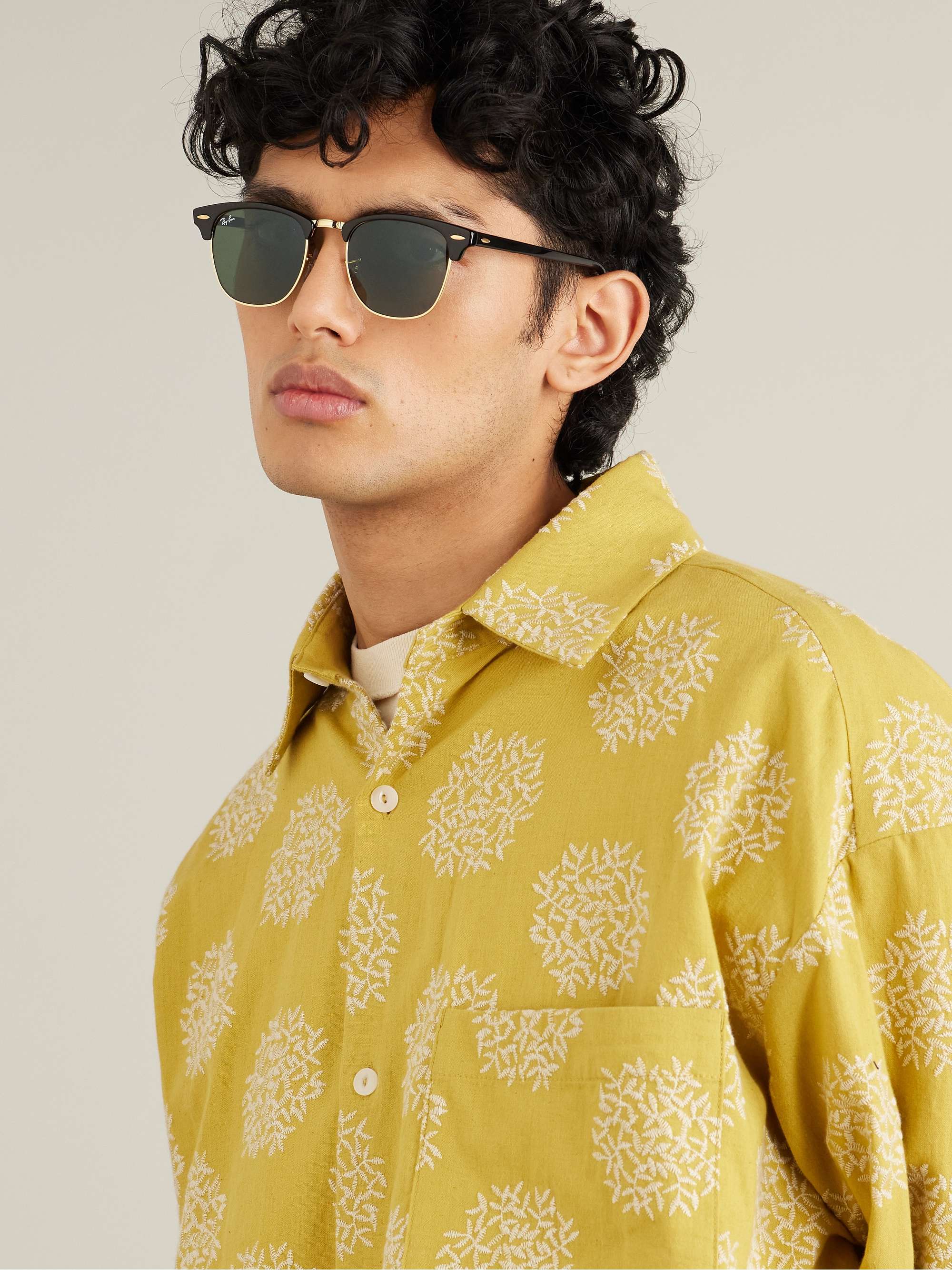 RAY-BAN Clubmaster Square-Frame Acetate and Gold-Tone Sunglasses for Men |  MR PORTER