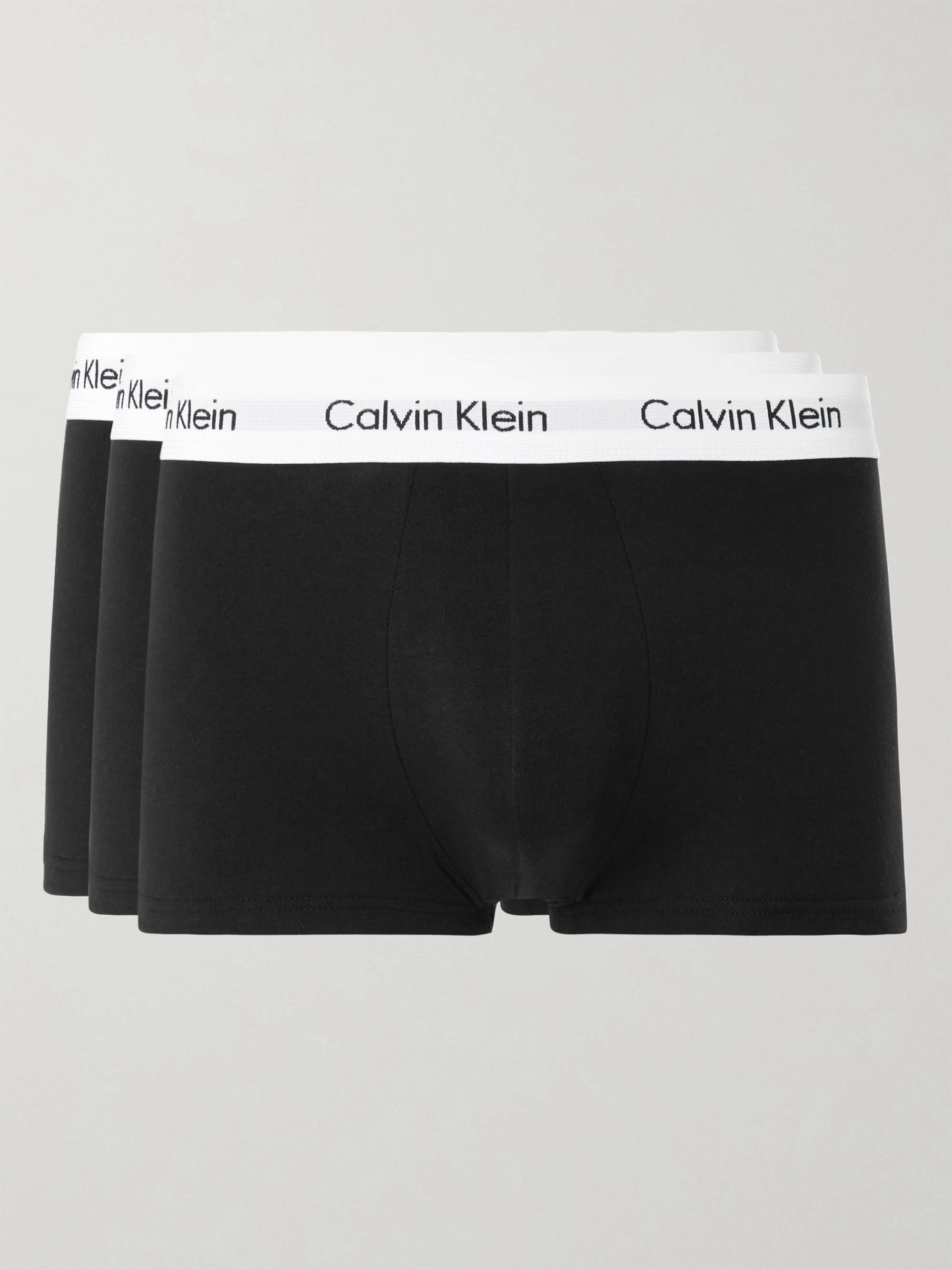CALVIN KLEIN UNDERWEAR Three-Pack Low-Rise Stretch-Cotton Boxer Briefs for  Men