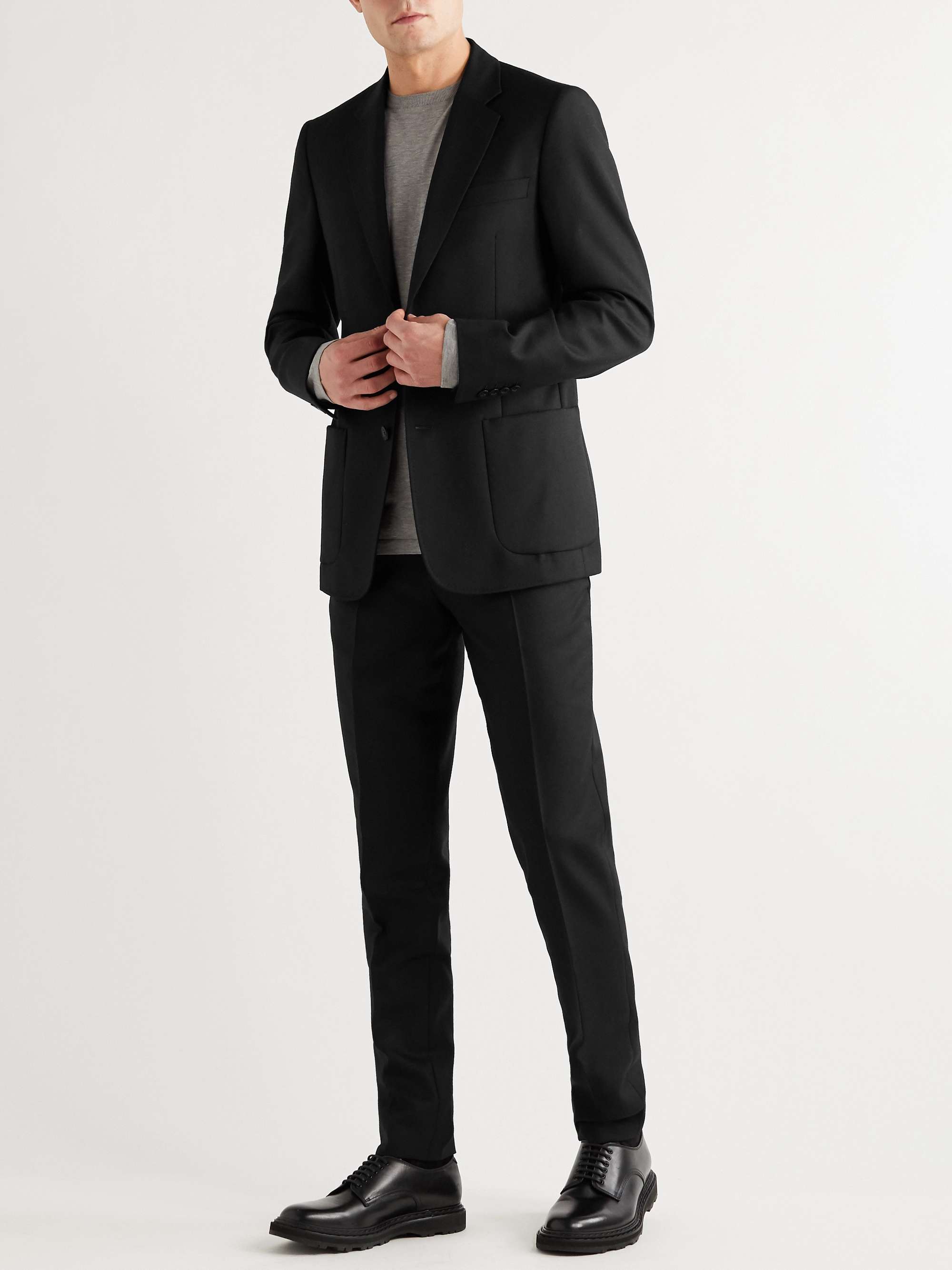 MR P. Slim-Fit Black Worsted Wool Trousers for Men | MR PORTER