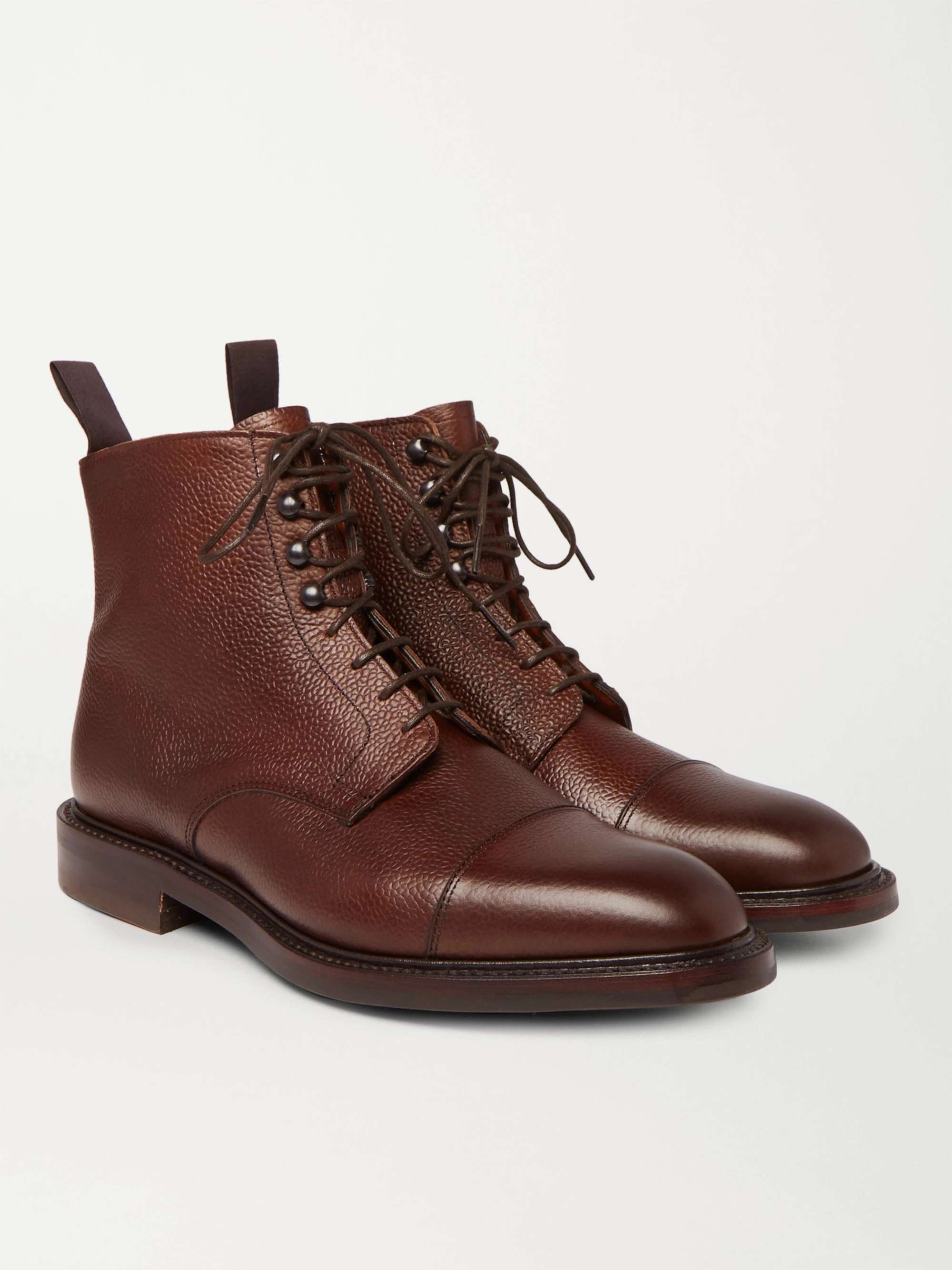 KINGSMAN + George Cleverley Cap-Toe Pebble-Grain Leather Boots for Men | MR  PORTER