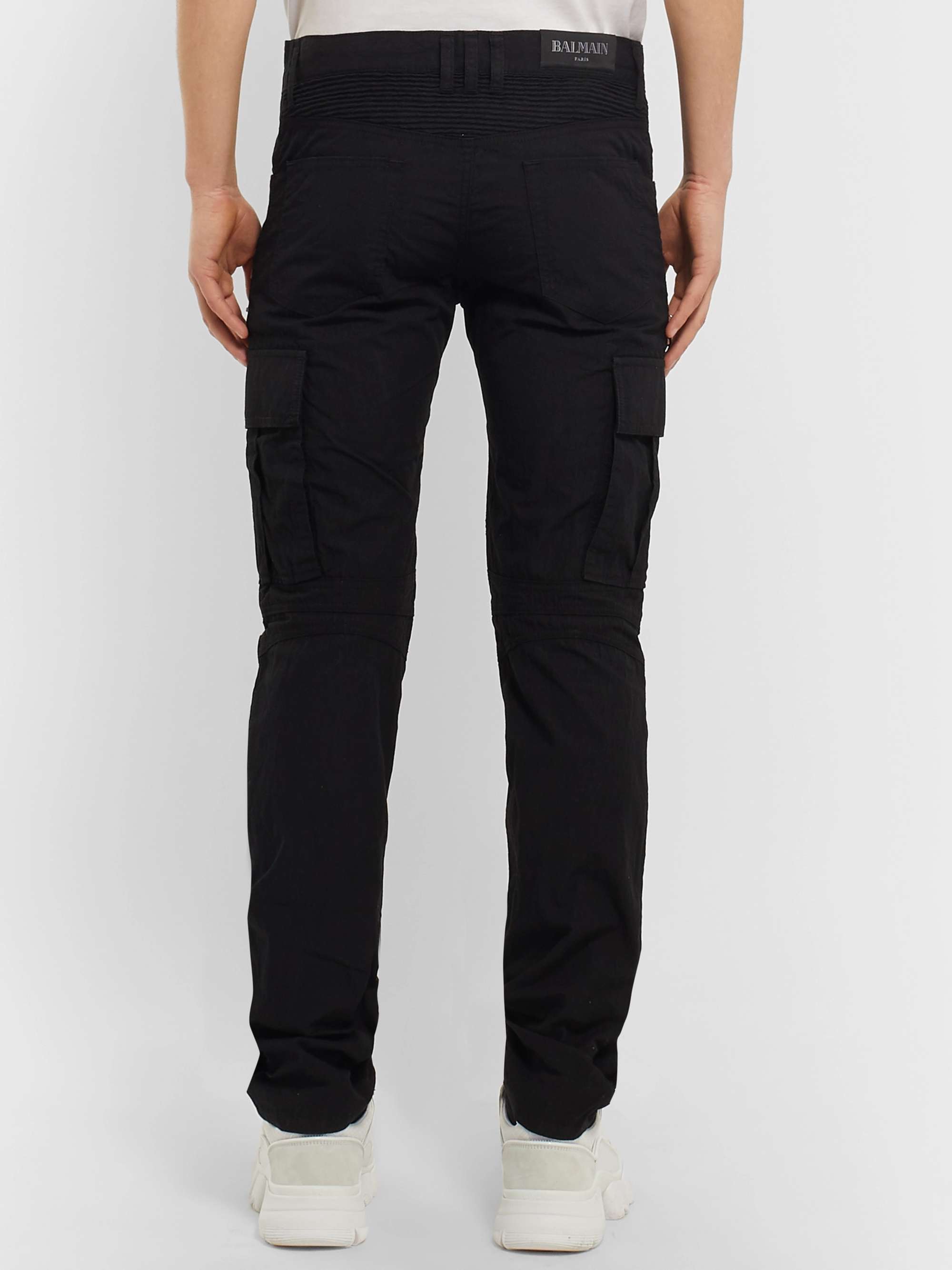 BALMAIN Slim-Fit Cotton-Blend Cargo Trousers for Men | MR PORTER