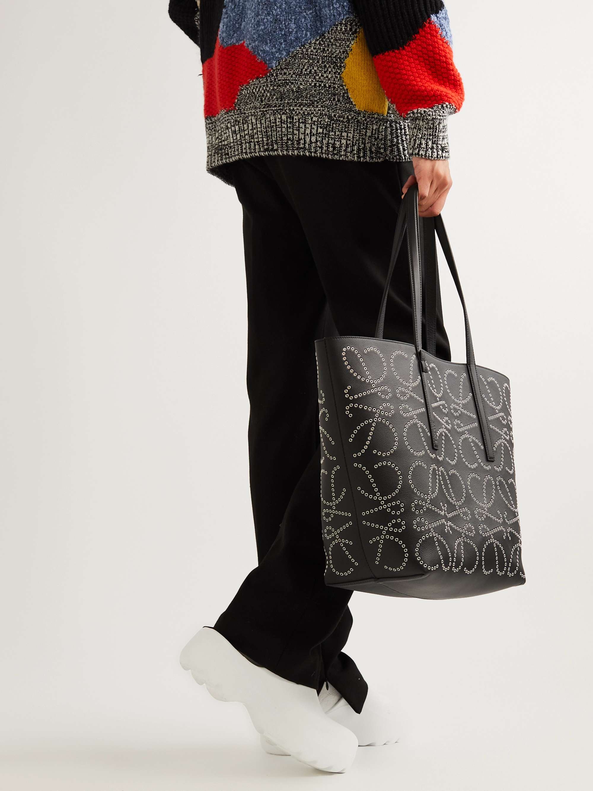 Black T Studded Leather Tote Bag | LOEWE | MR PORTER