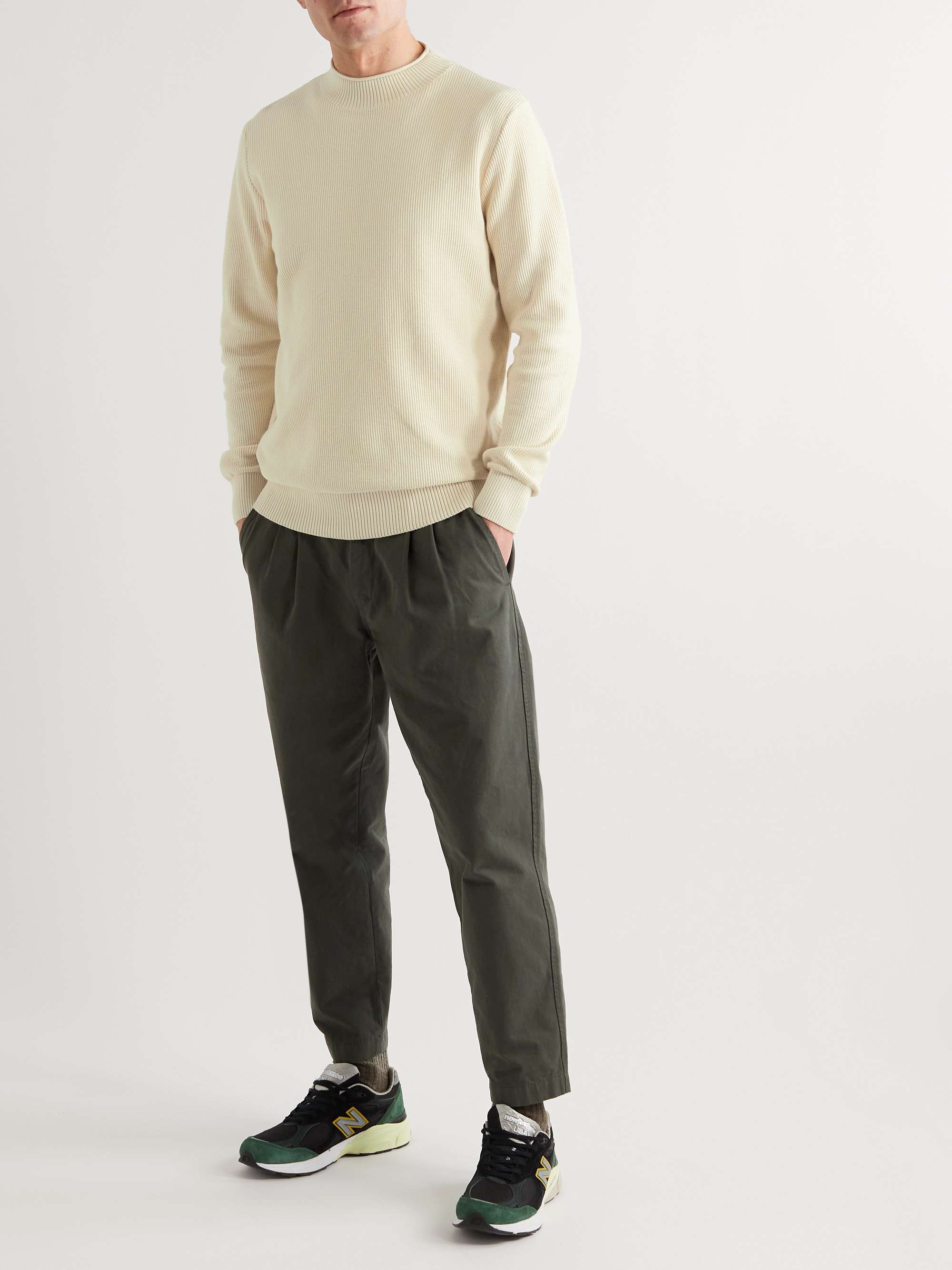 SUNSPEL Ribbed Cotton Mock-Neck Sweater for Men | MR PORTER