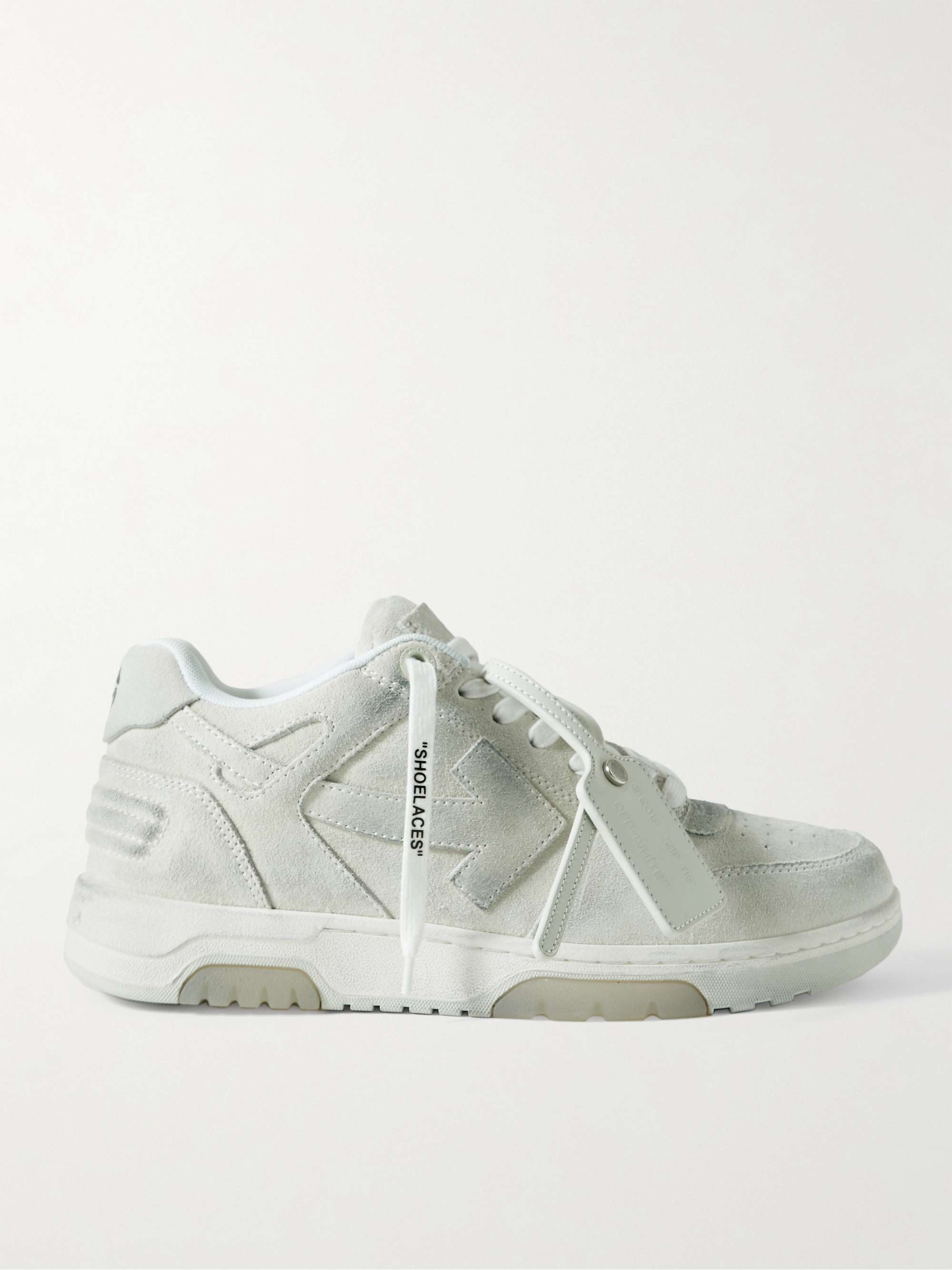 OFF-WHITE Out of Office Distressed Leather-Trimmed Suede Sneakers for Men |  MR PORTER