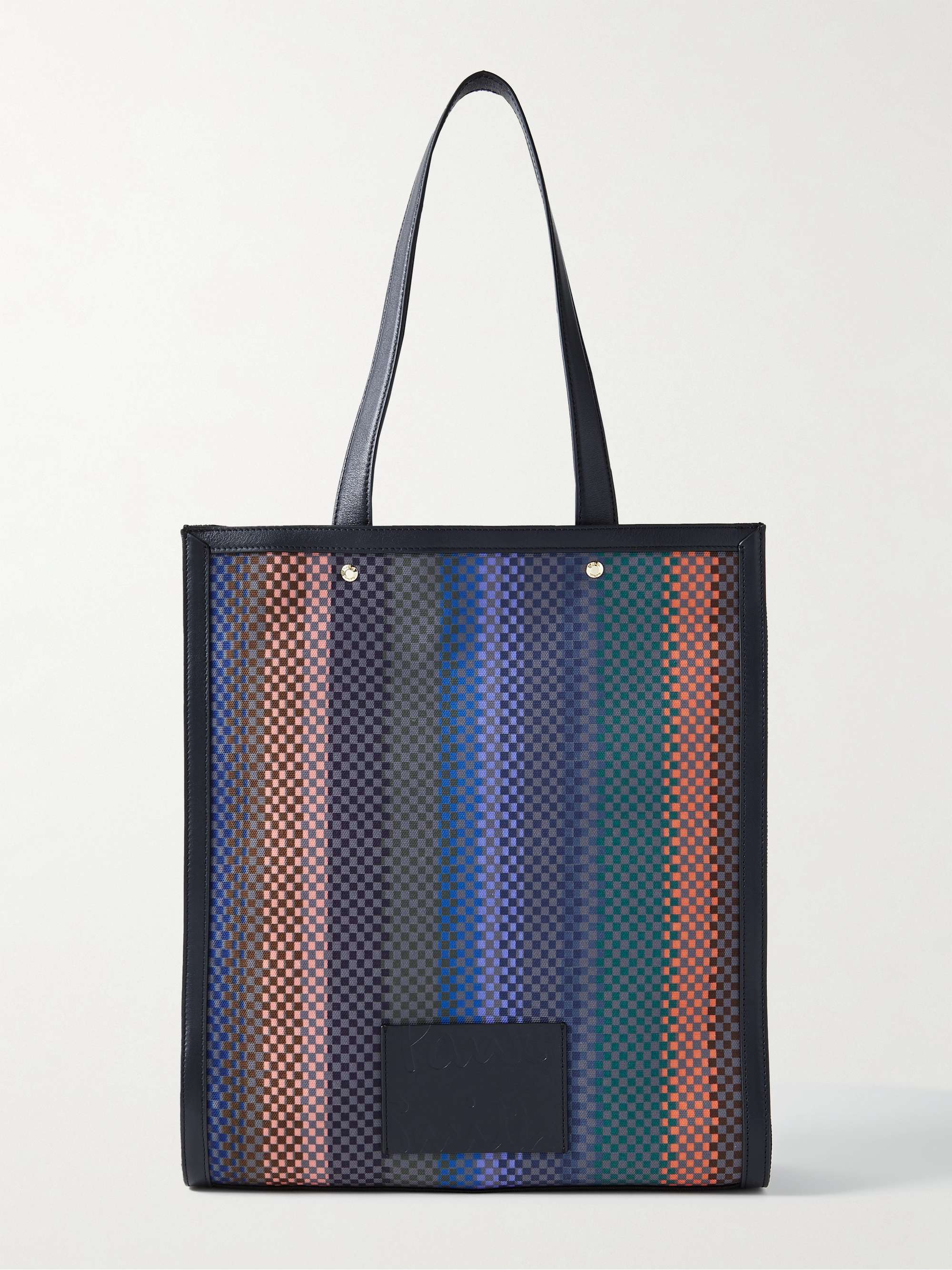 PAUL SMITH Leather-Trimmed Checked Recycled Canvas Tote Bag for Men | MR  PORTER