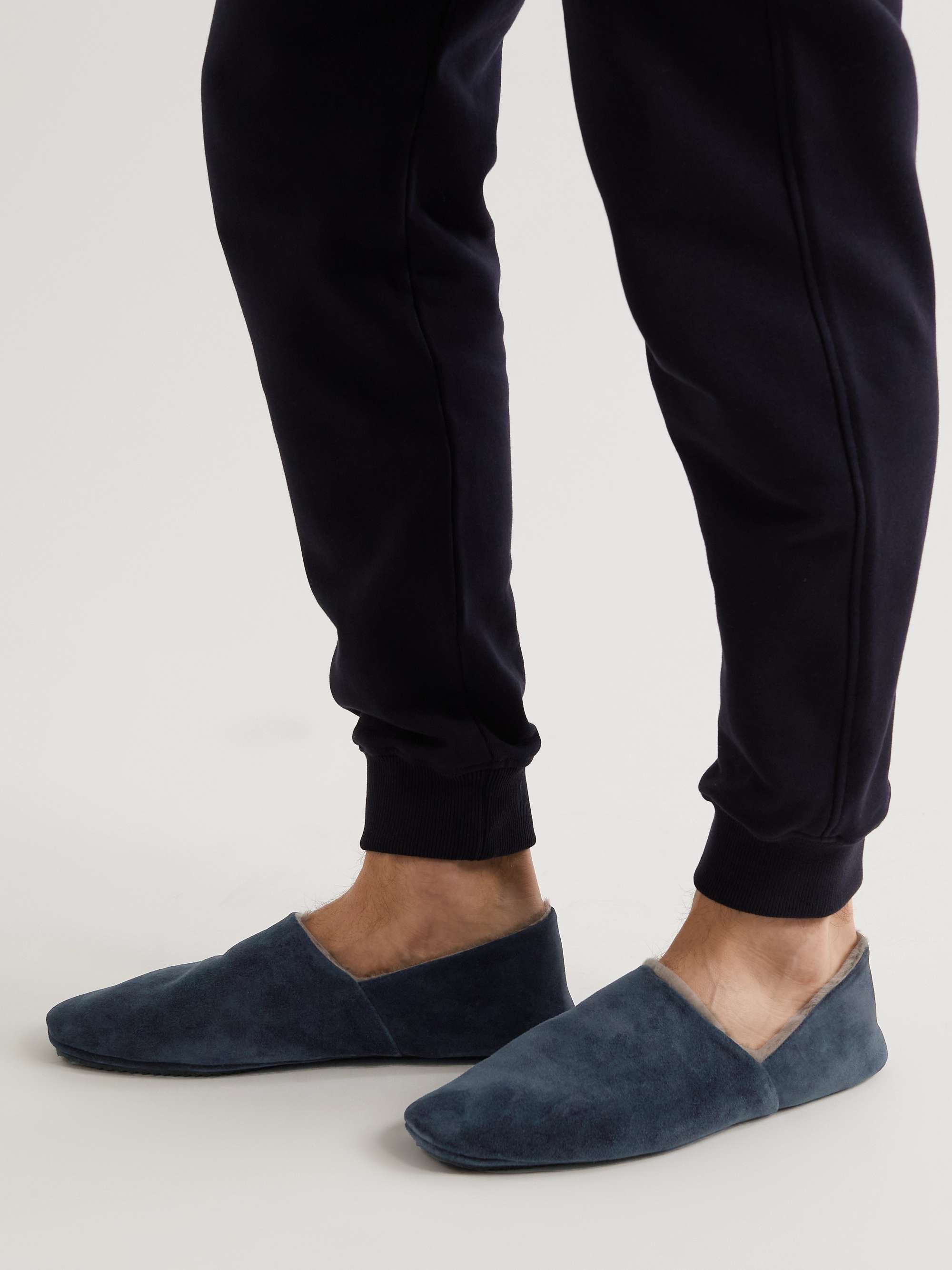 MR P. Collapsible-Heel Shearling-Lined Suede Slippers for Men | MR PORTER