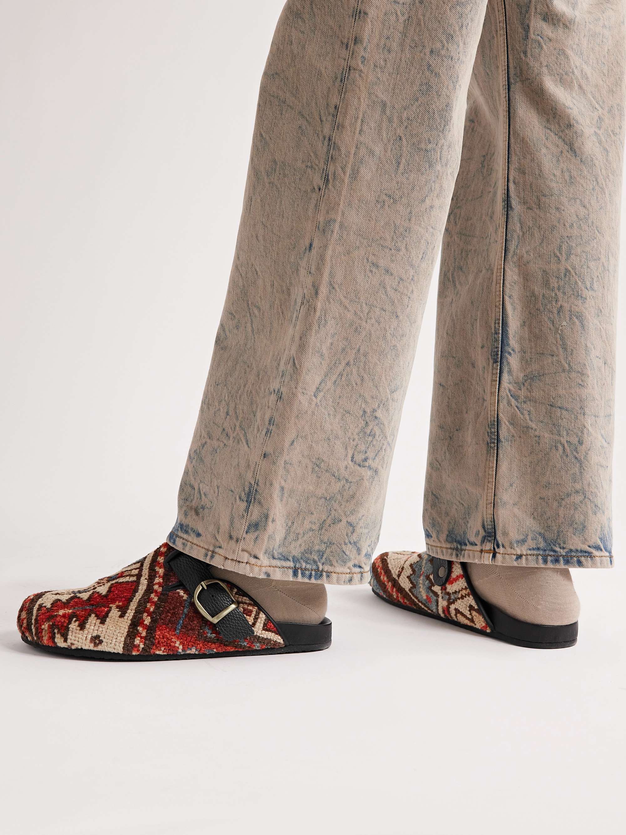 KING KENNEDY RUGS Upcycled Leather-Trimmed Wool Mules | MR PORTER