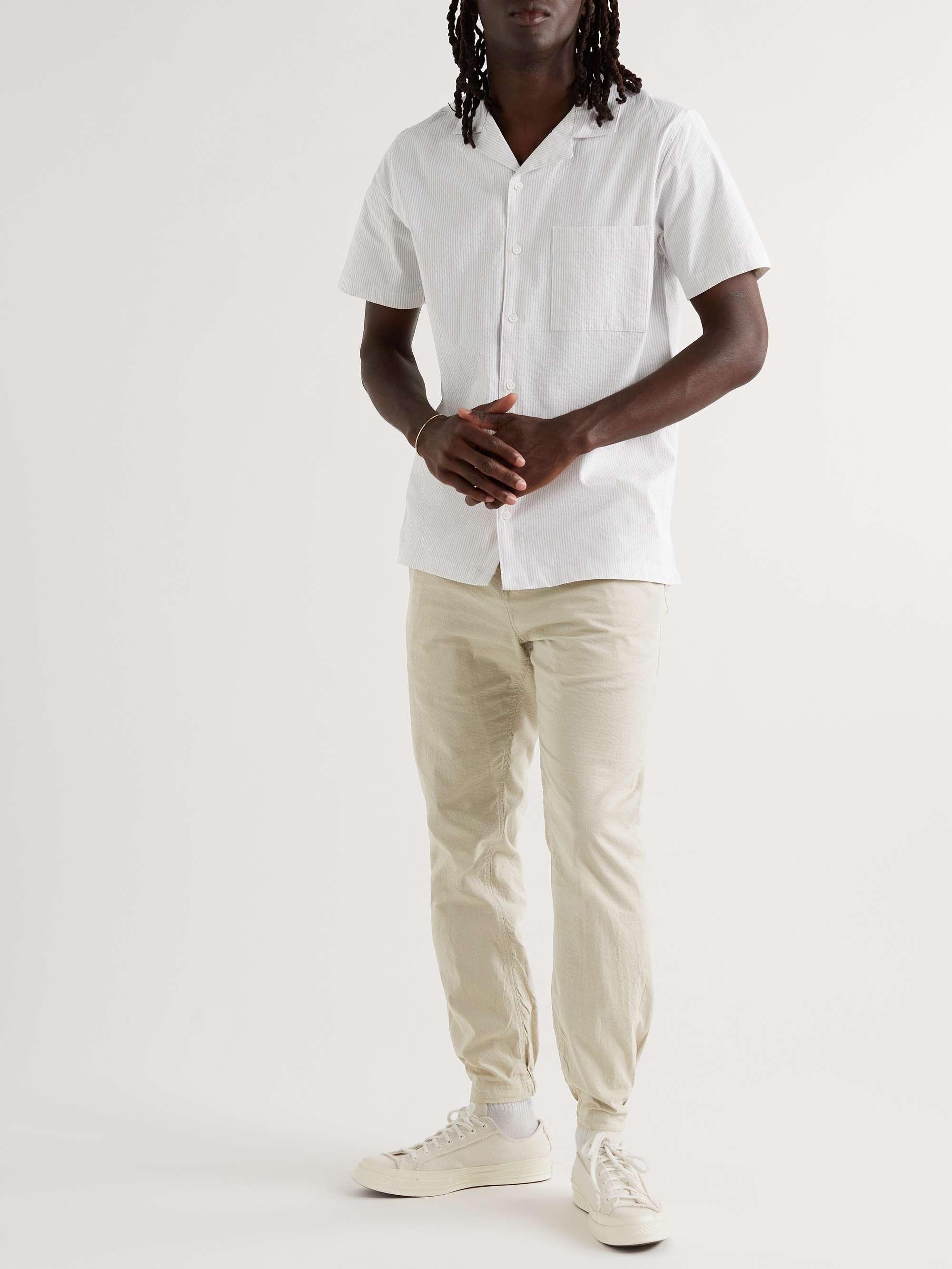 ONIA Camp-Collar Striped Stretch-Cotton Seersucker Shirt for Men | MR ...