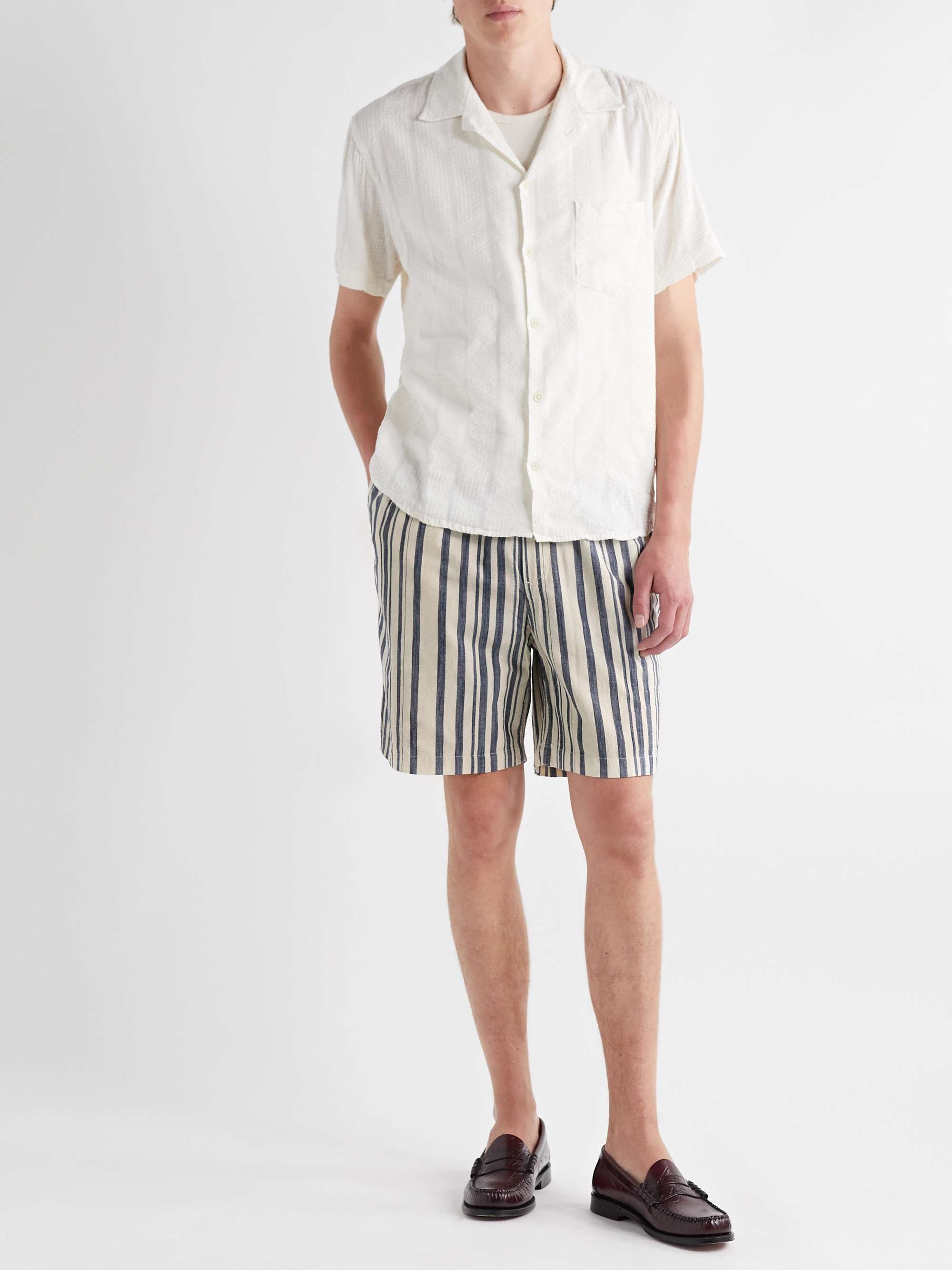 CORRIDOR Striped Straight-Leg Cotton Drawstring Shorts for Men | MR PORTER
