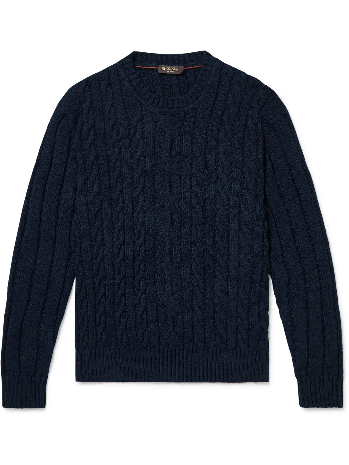 Loro Piana Slim-fit Cable-knit Cotton Jumper In Blue