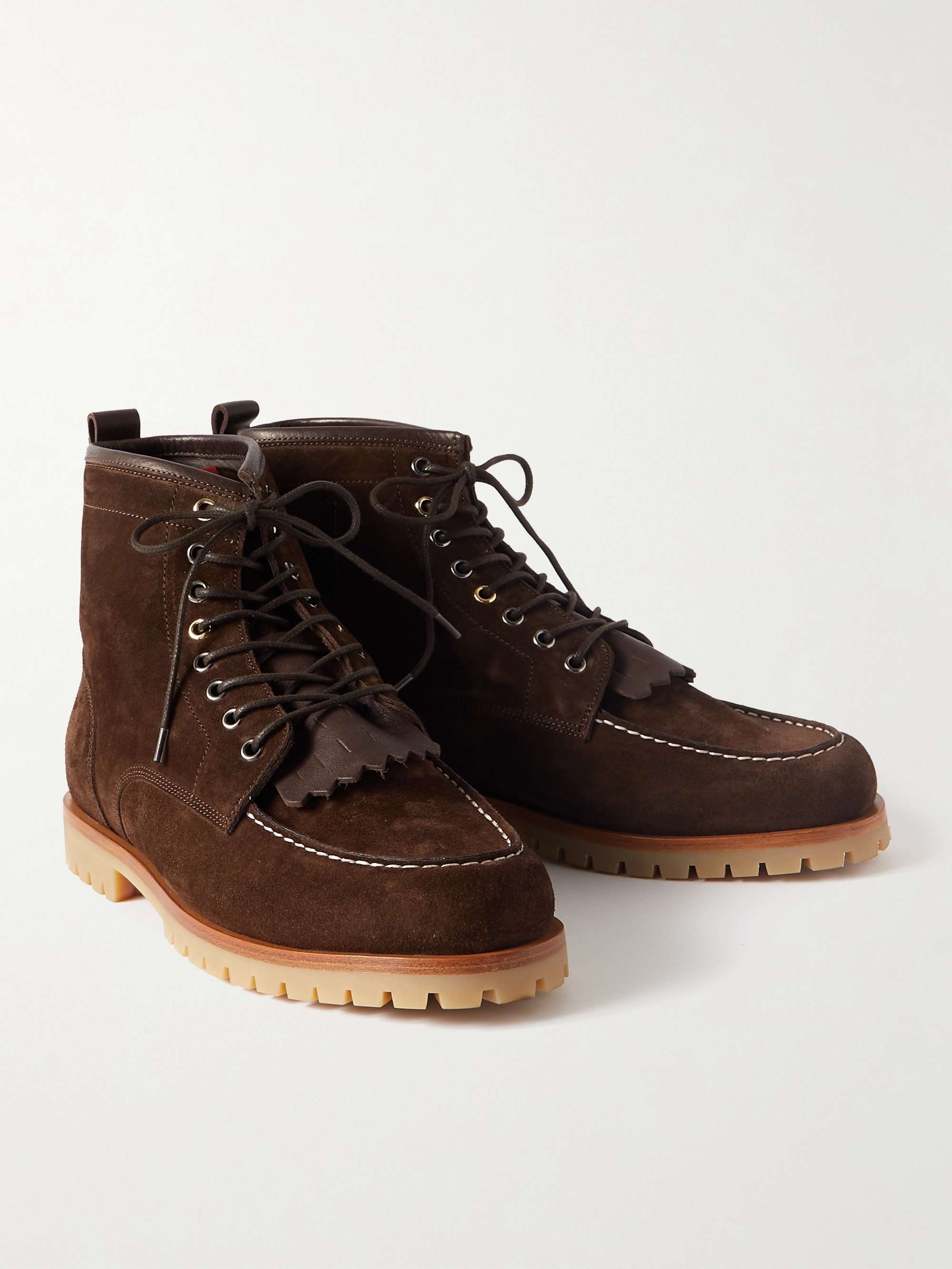 PAUL SMITH Jarmush Leather-Trimmed Suede Boots for Men | MR PORTER