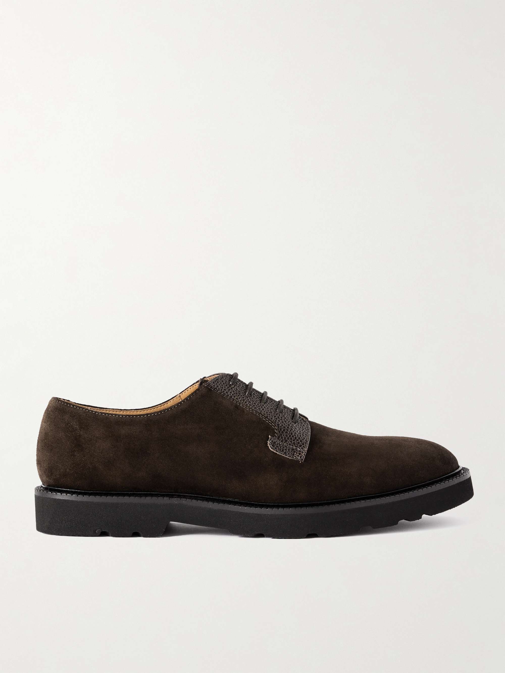 PAUL SMITH Pebbled Leather-Trimmed Suede Derby Shoes for Men | MR PORTER