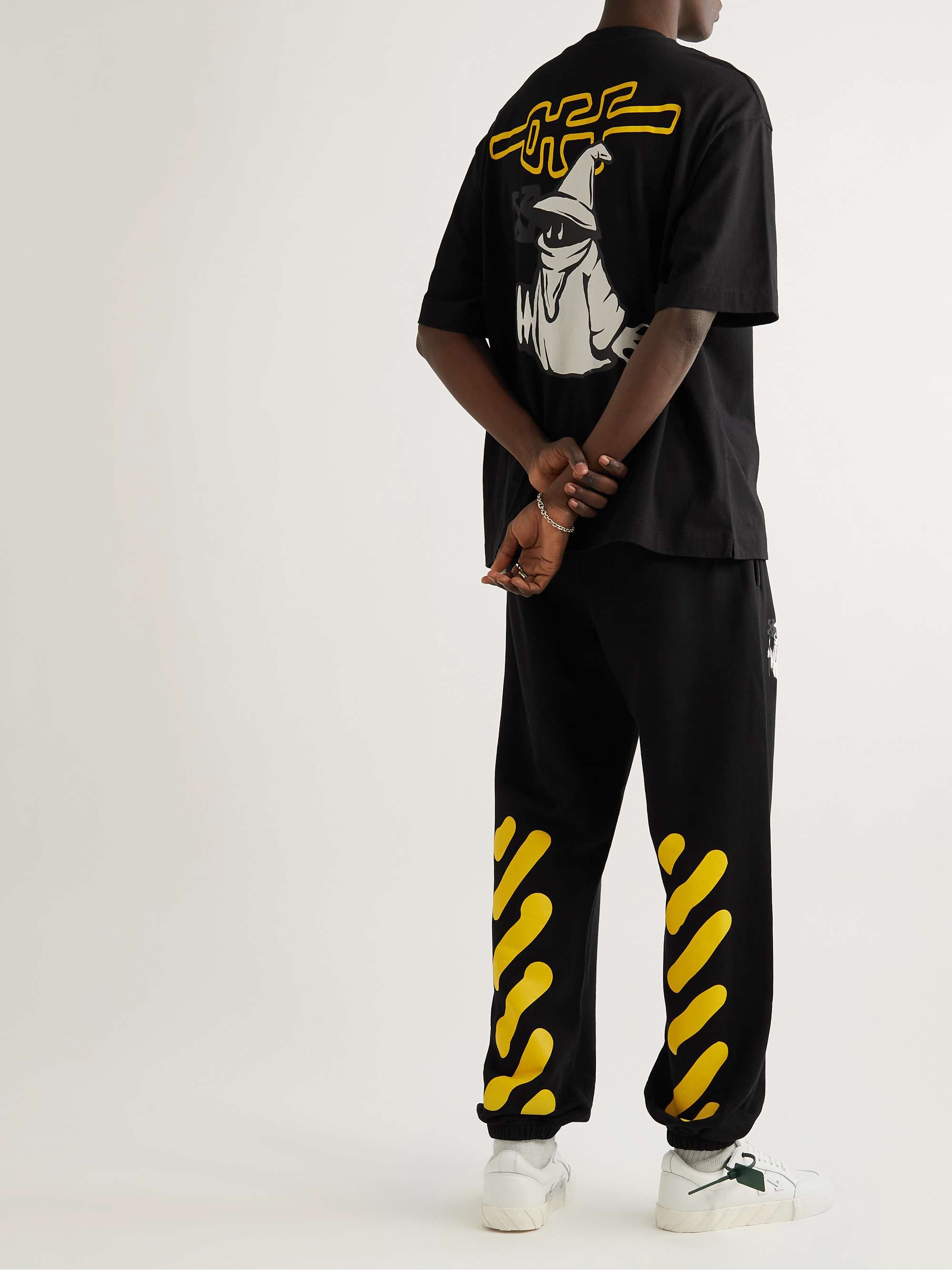 OFF-WHITE Tapered Logo-Print Cotton-Jersey Sweatpants for Men | MR PORTER