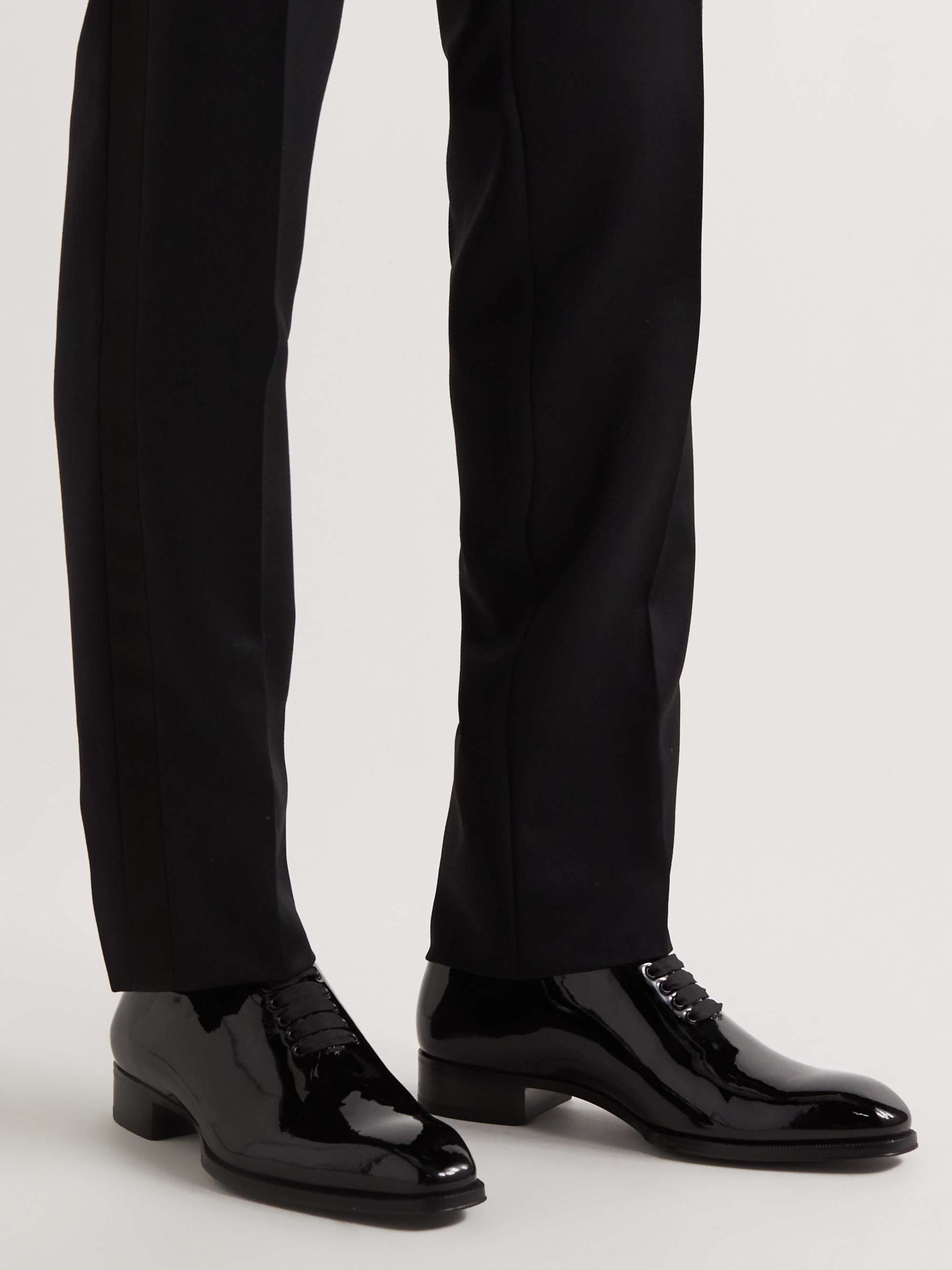 TOM FORD Elkan Whole-Cut Patent-Leather Oxford Shoes for Men | MR PORTER