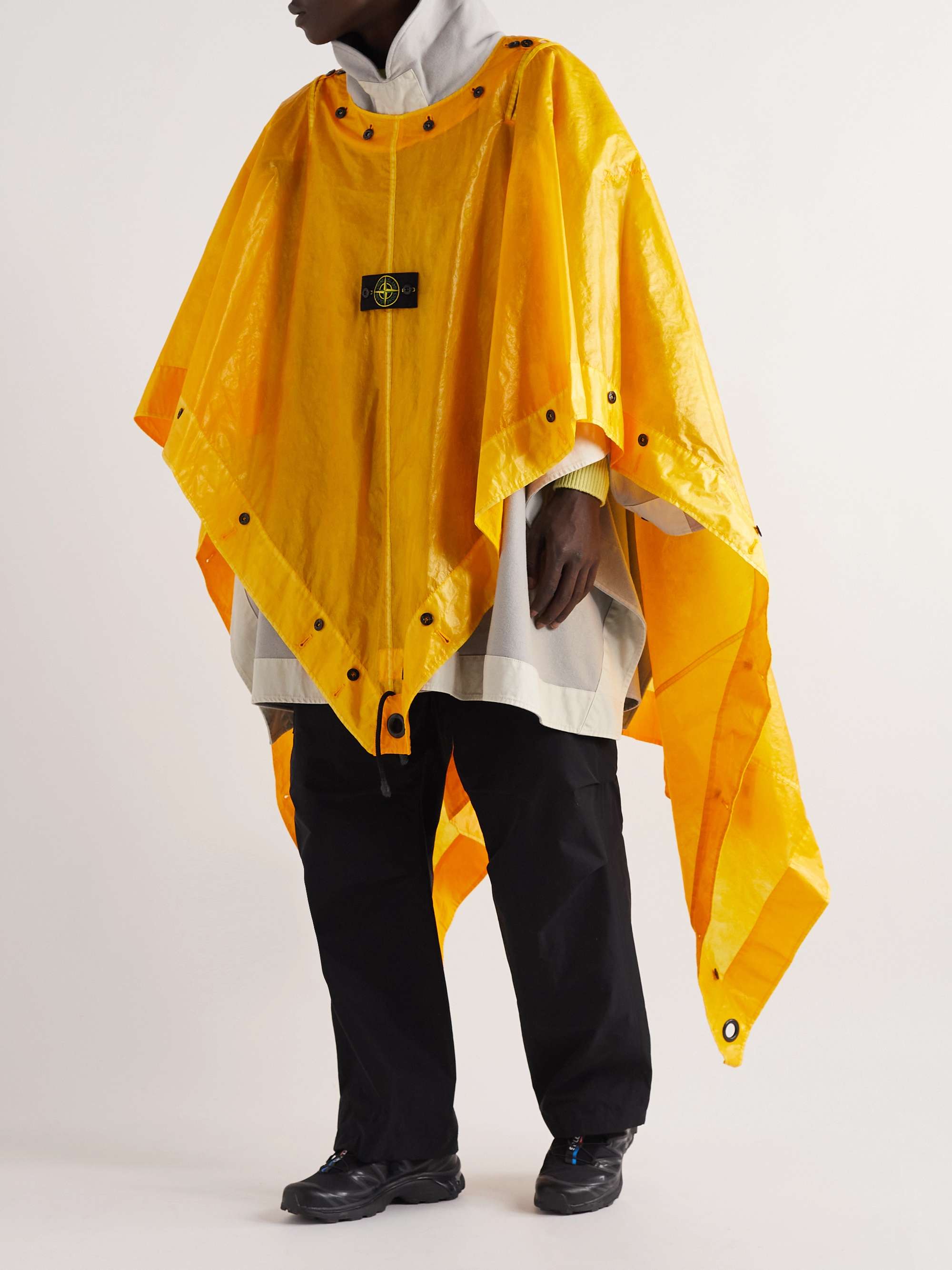 STONE ISLAND Convertible Layered Ripstop and Wool-Blend Hooded Poncho | MR  PORTER