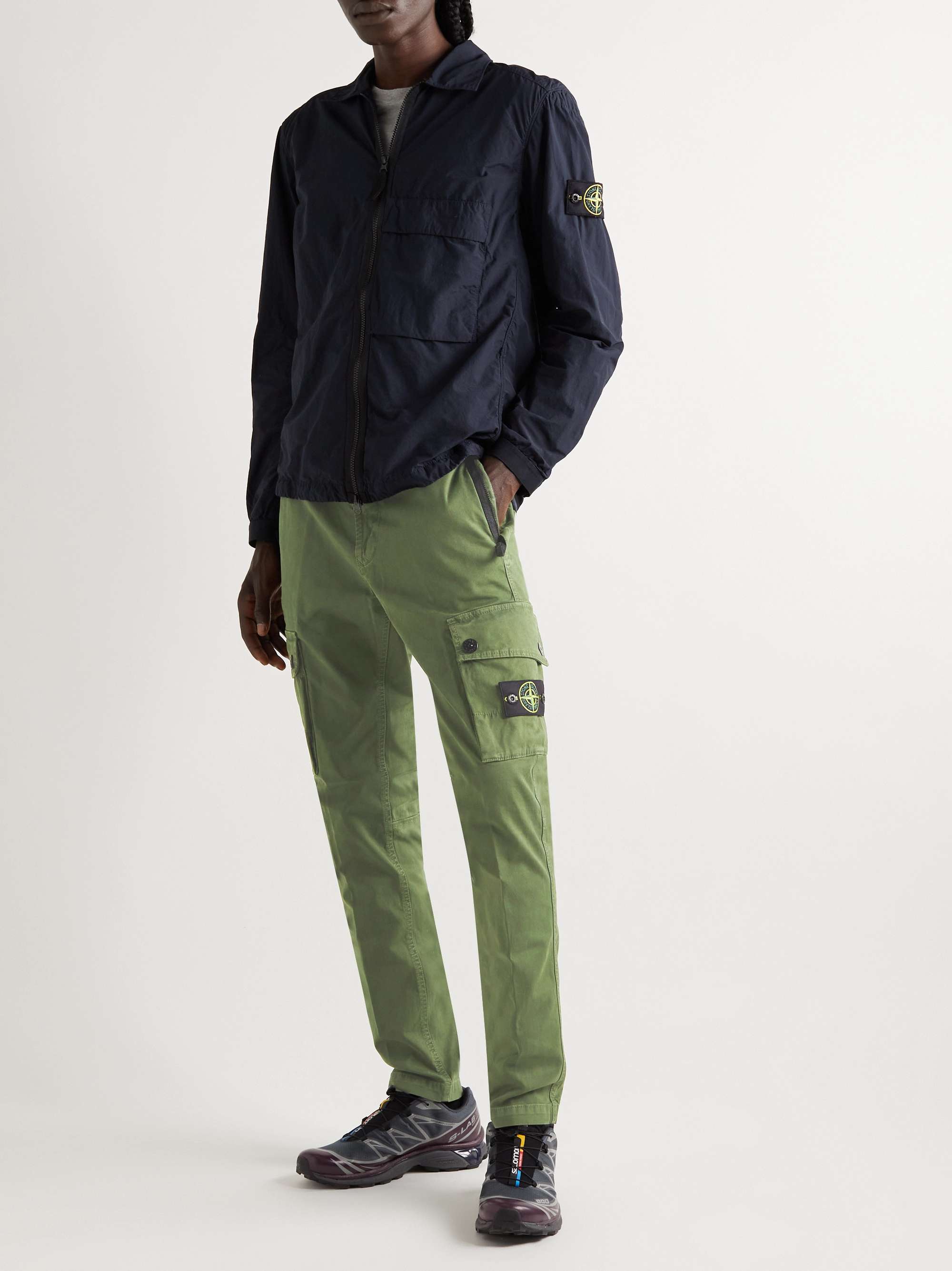 STONE ISLAND Slim-Fit Garment-Dyed Cotton-Blend Twill Cargo Trousers for  Men | MR PORTER