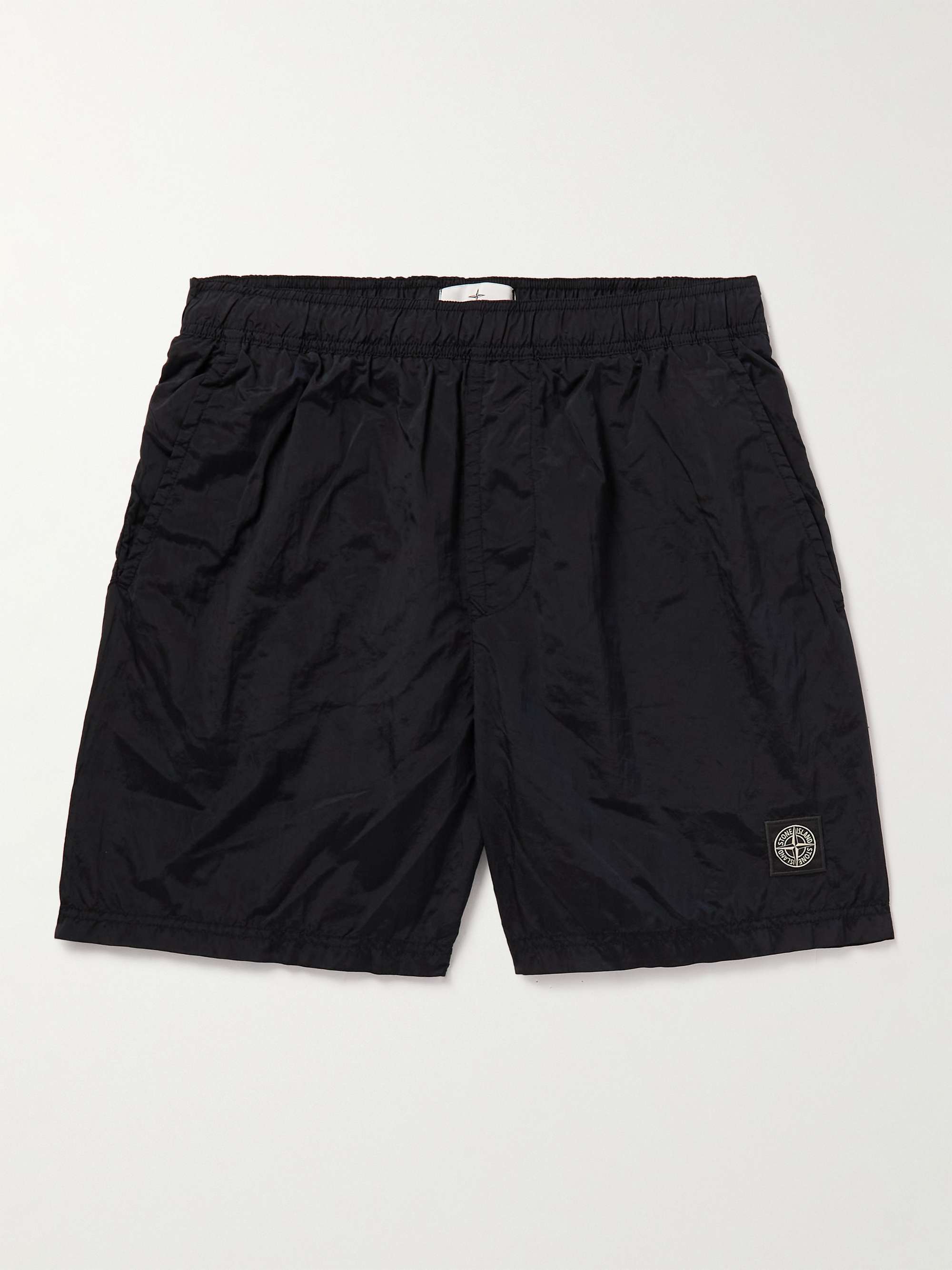 STONE ISLAND Straight-Leg Mid-Length Logo-Appliquéd ECONYL® Swim Shorts ...