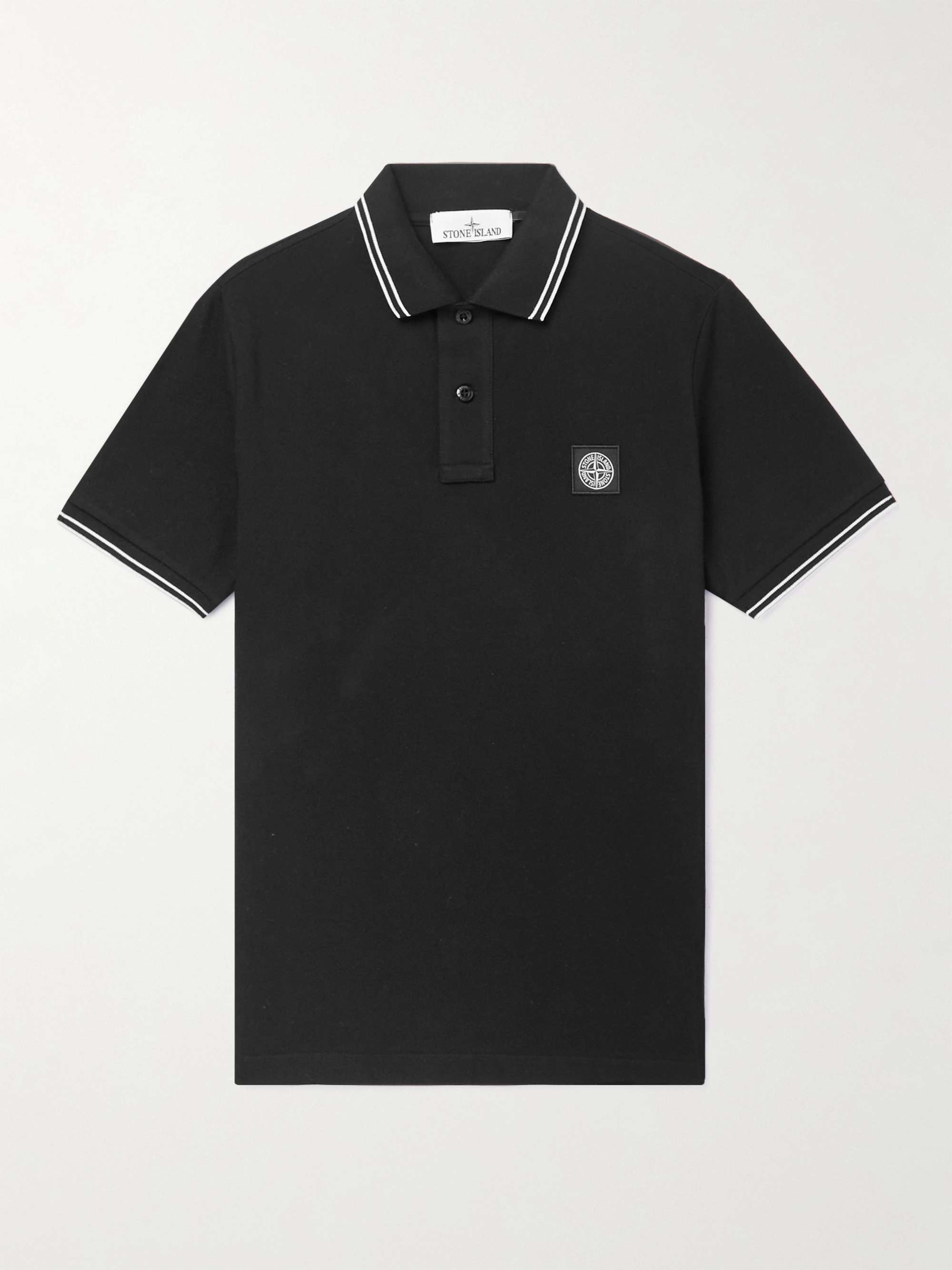 STONE ISLAND Logo-Appliquéd Stretch-Cotton Piqué Polo Shirt for Men ...