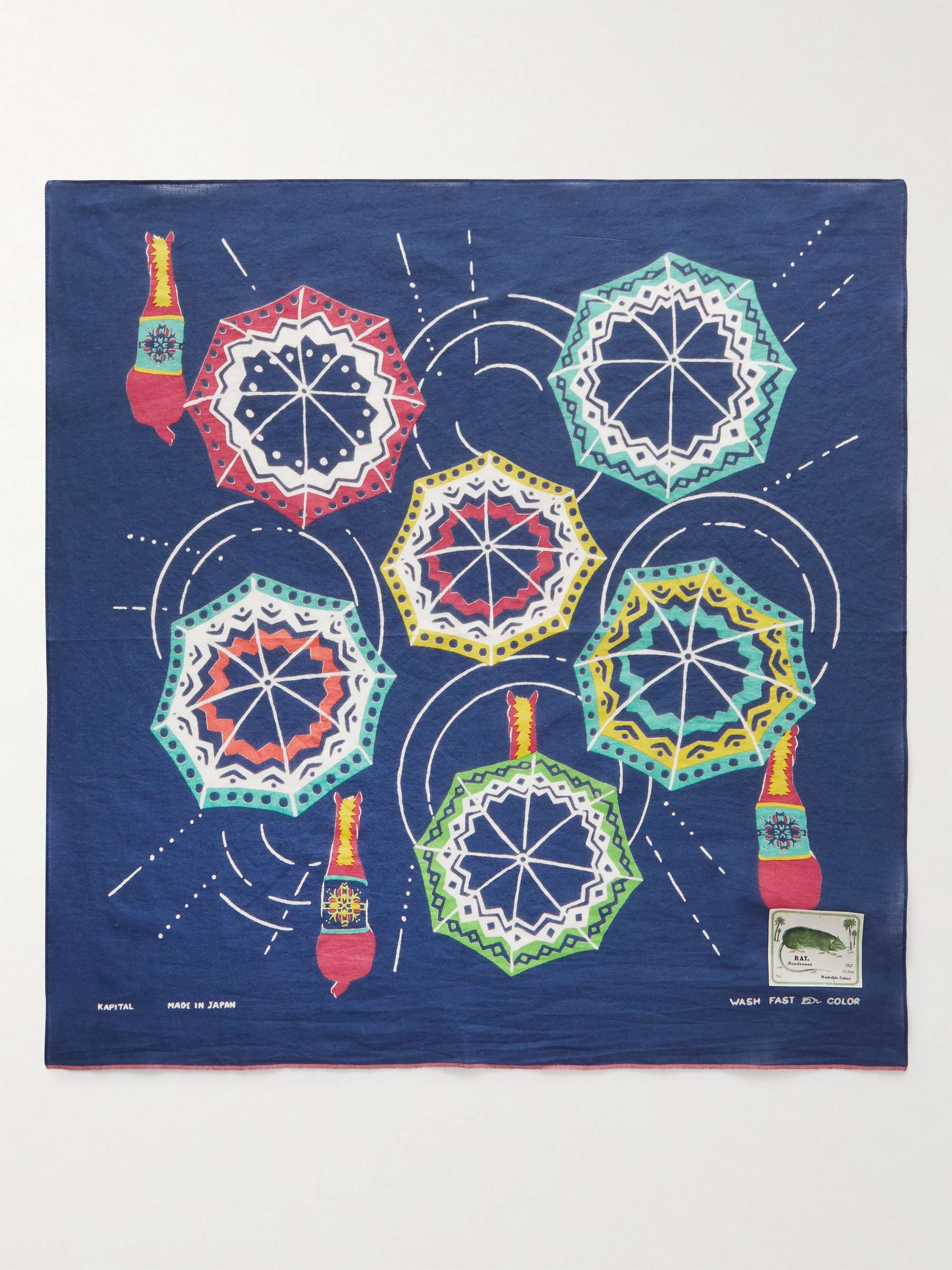 Navy Fastcolor Printed Selvedge Cotton-Voile Bandana | KAPITAL | MR PORTER