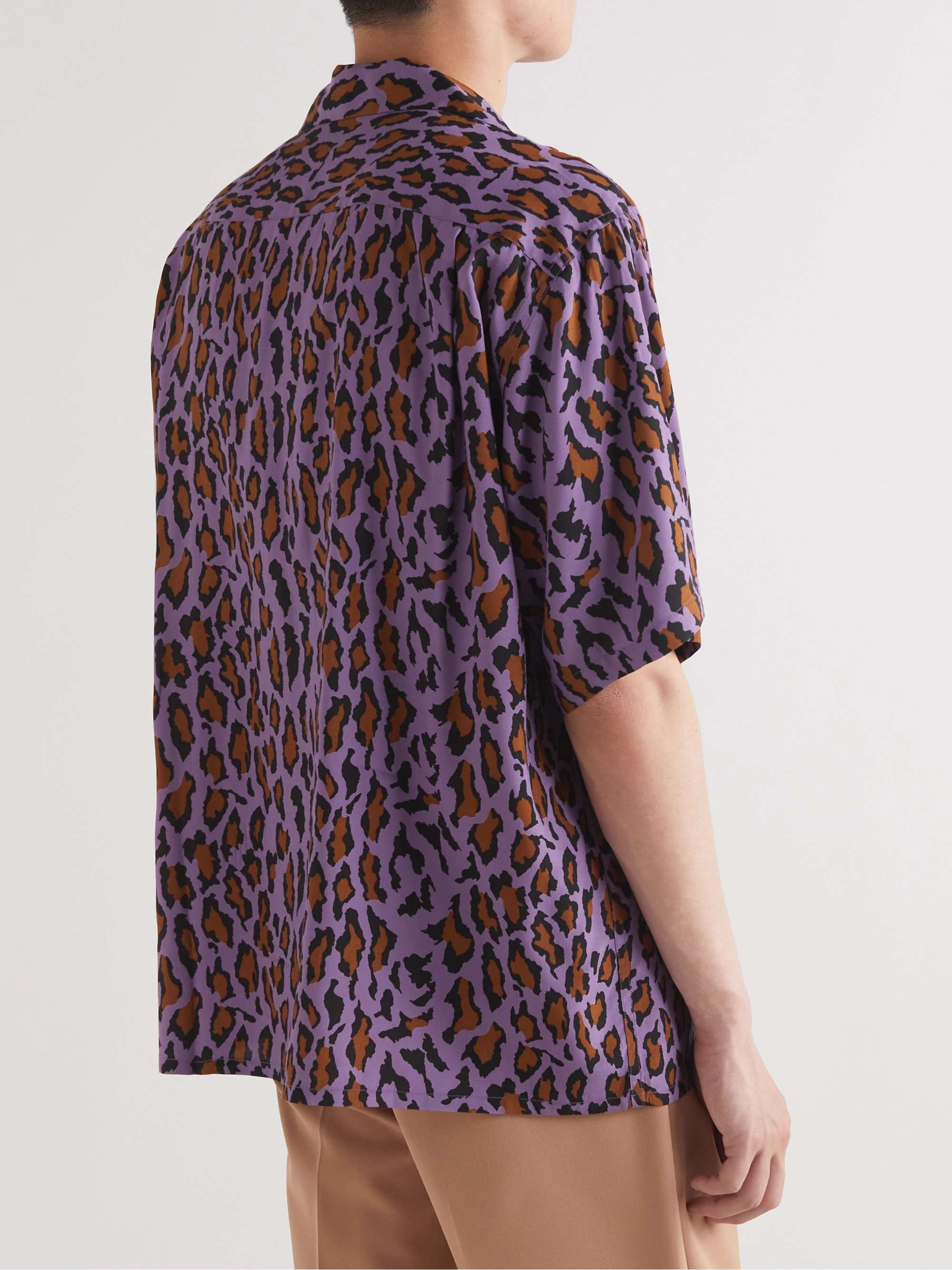 Camp-Collar Leopard-Print Woven Shirt
