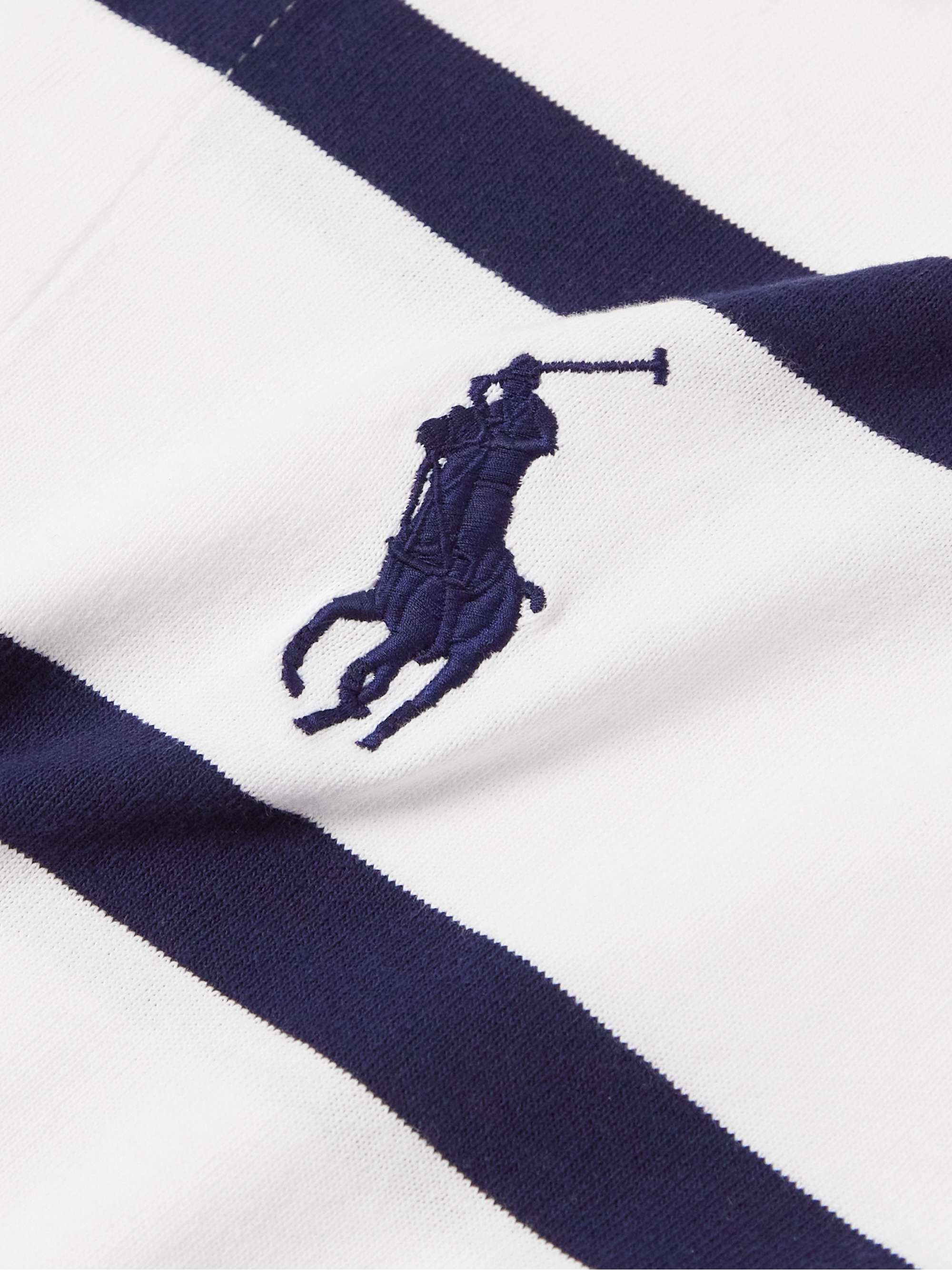 POLO RALPH LAUREN Wimbledon Logo-Embroidered Striped Cotton-Jersey Polo ...