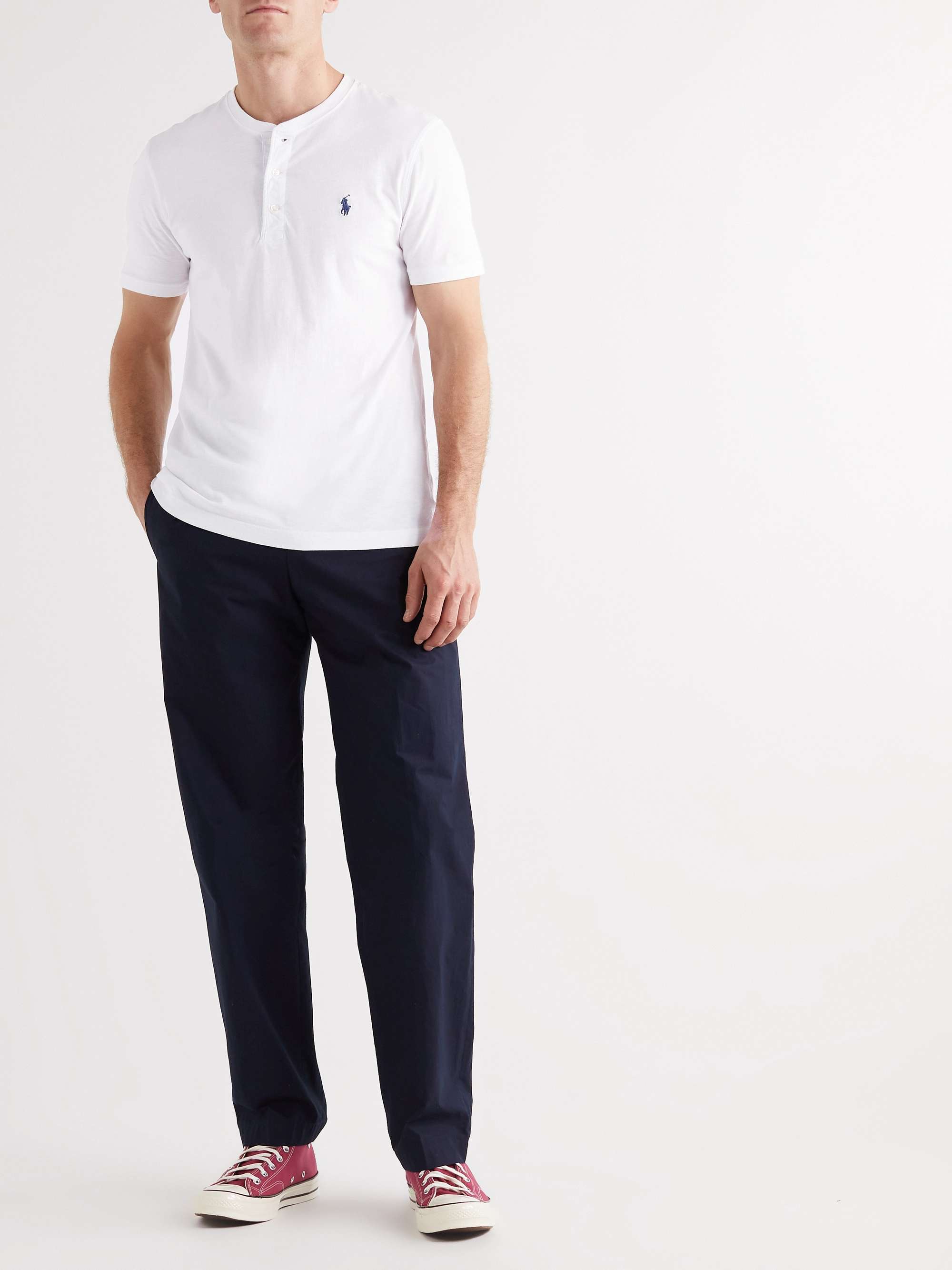 POLO RALPH LAUREN Slim-Fit Logo-Embroidered Cotton-Jersey Henley T-shirt  for Men | MR PORTER
