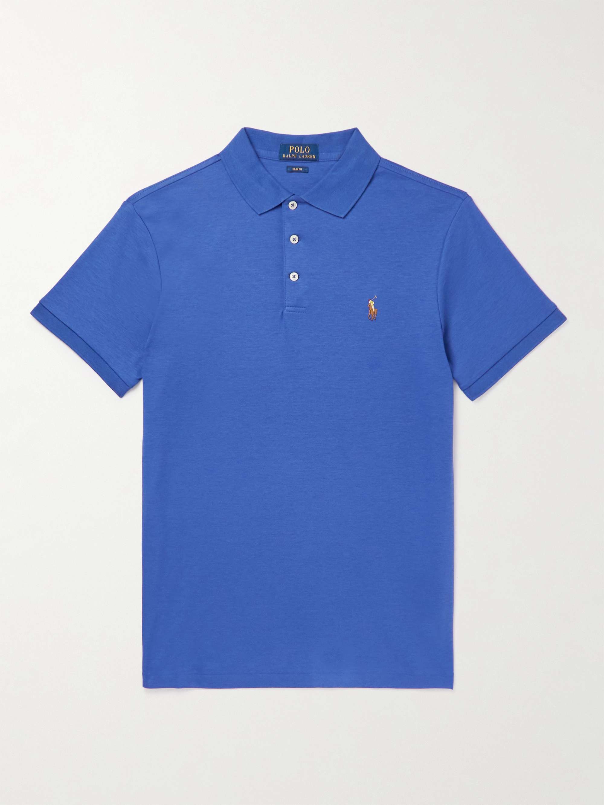 Vintage Polo Ralph Lauren Blue Embroidered Logo Cotton Polo Shirt