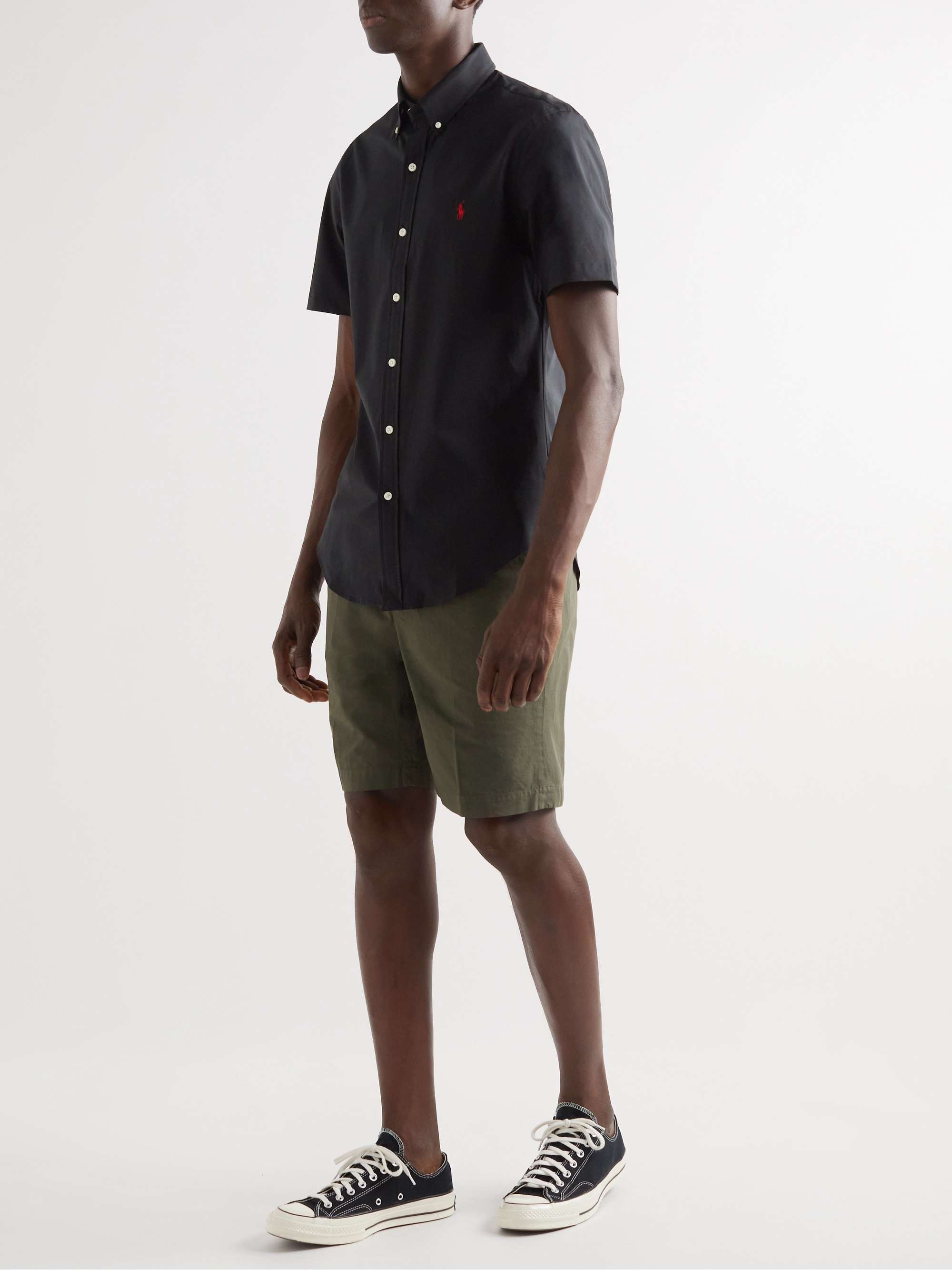 POLO RALPH LAUREN Slim-Fit Button-Down Collar Logo-Embroidered Cotton-Blend Poplin  Shirt for Men | MR PORTER