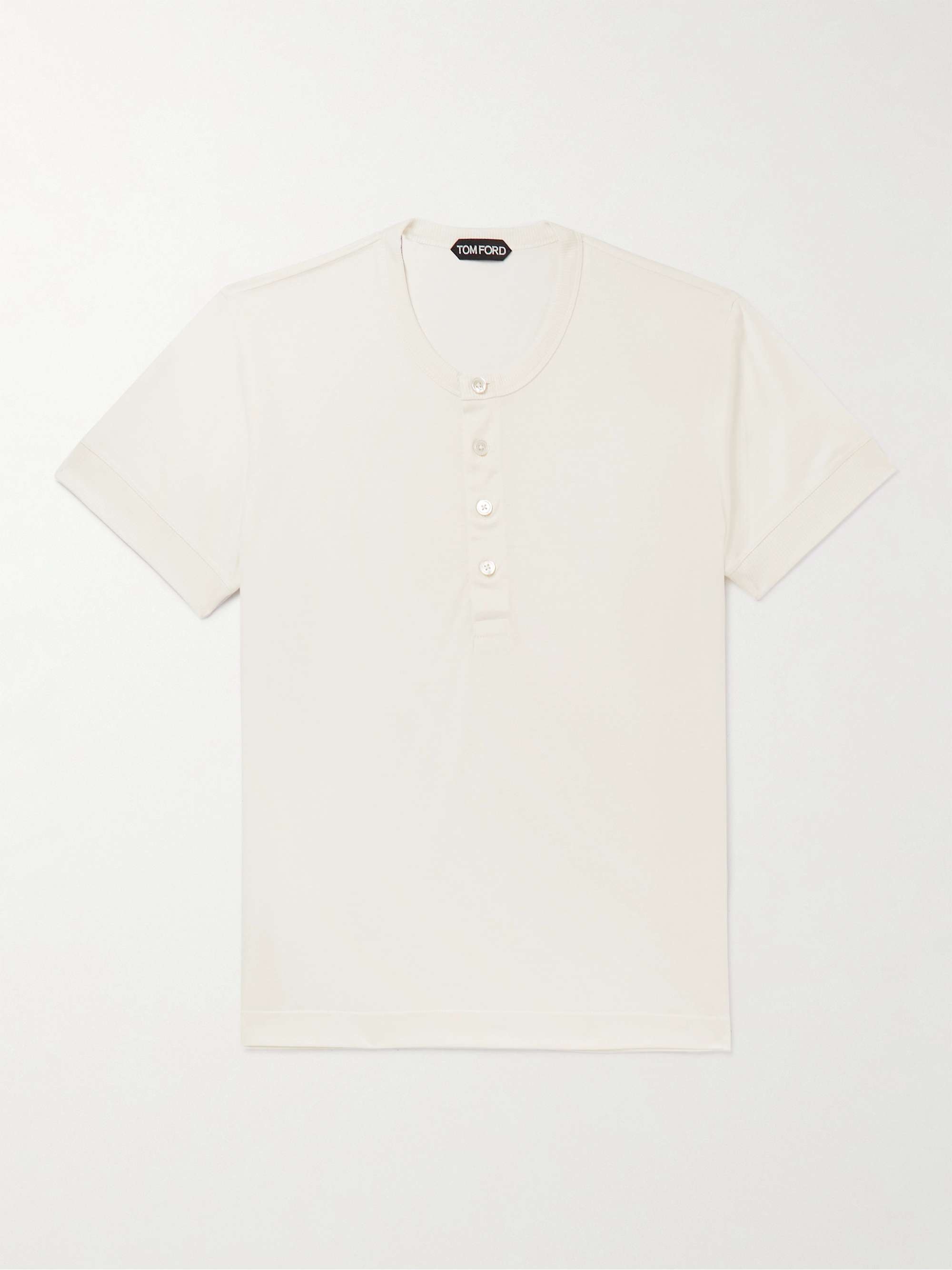 TOM FORD Silk and Cotton-Blend Jersey Henley T-Shirt for Men