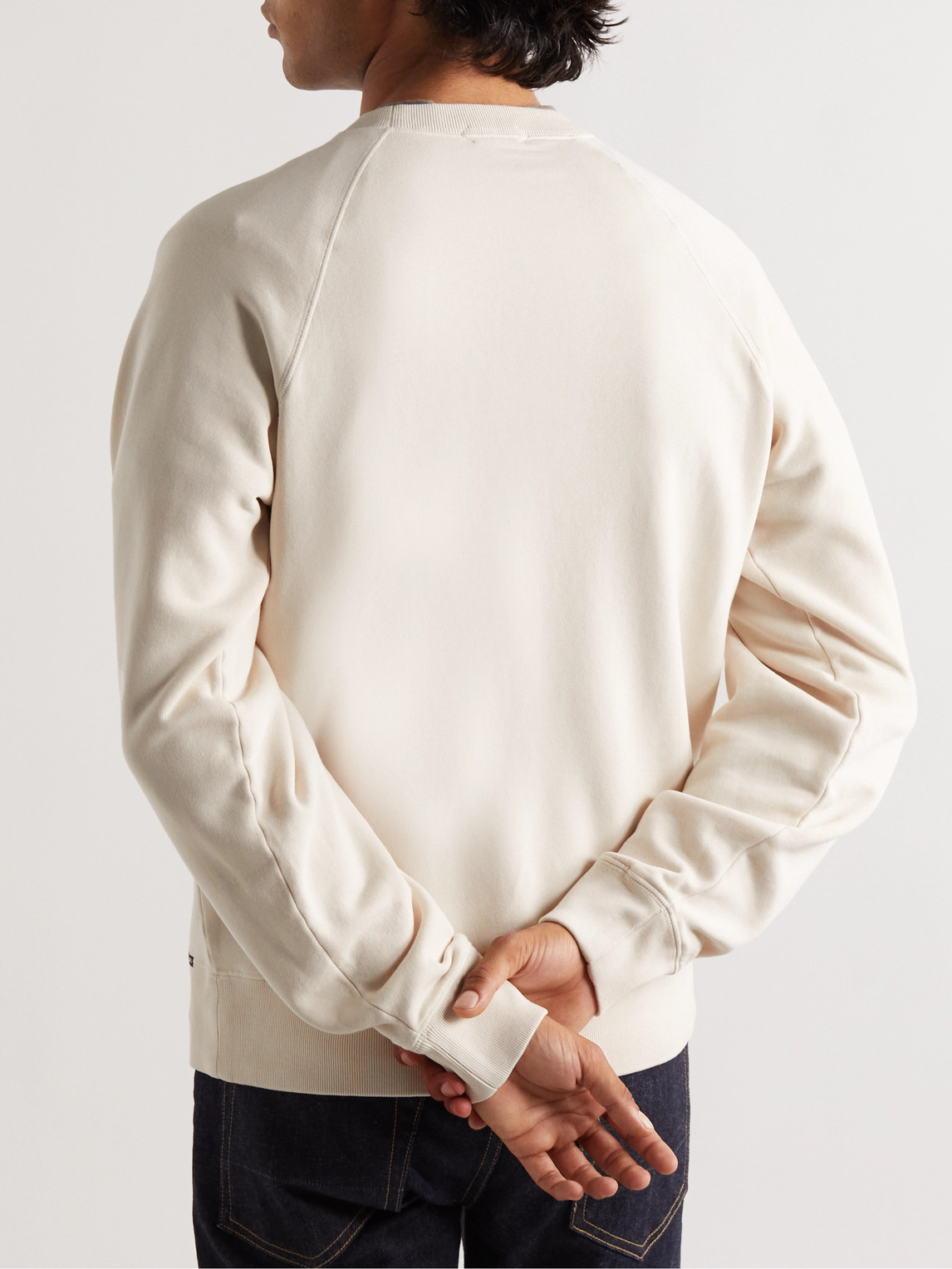 Shop Tom Ford Garment-dyed Cotton-jersey Sweatshirt In Neutrals