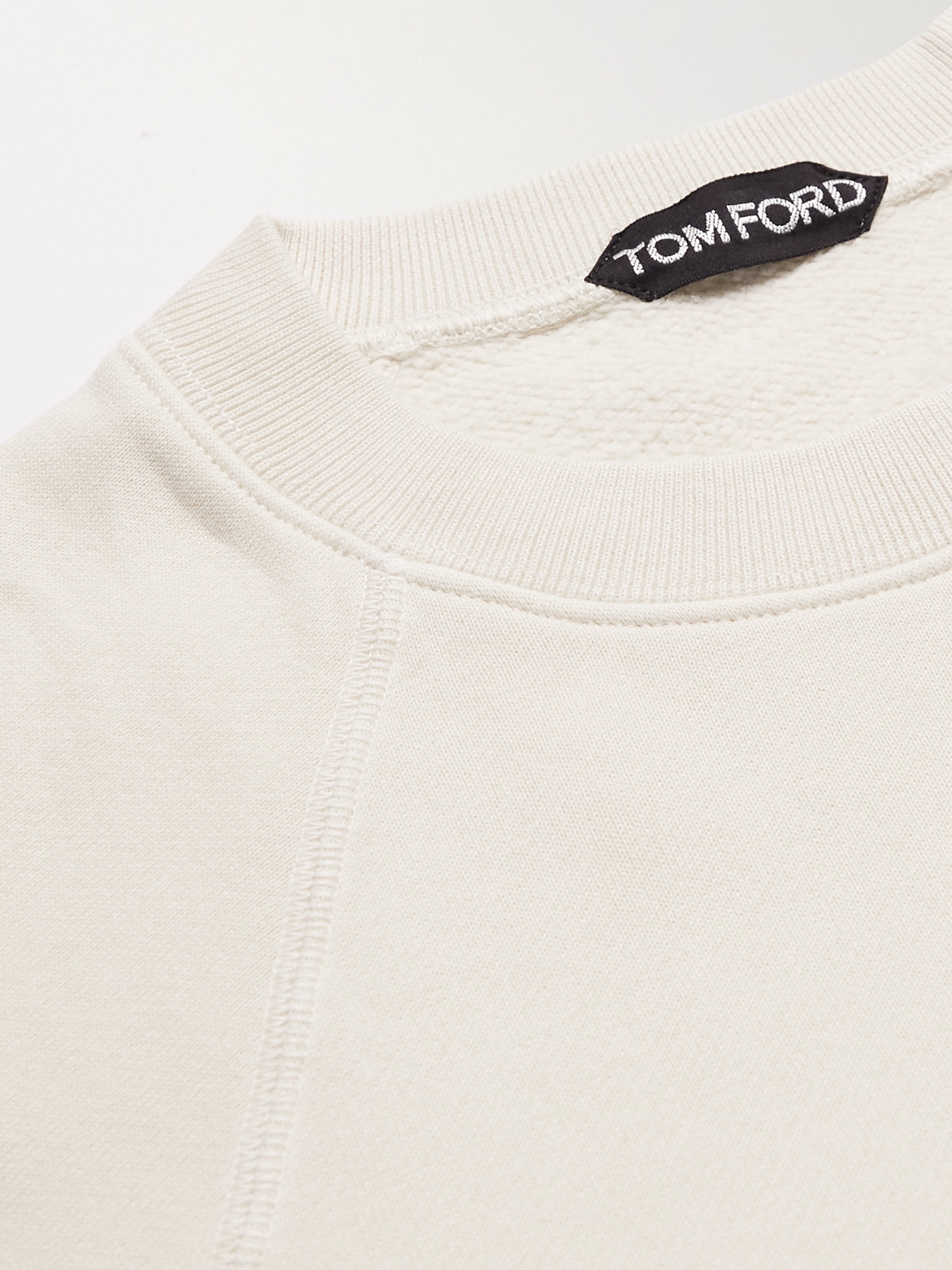 Shop Tom Ford Garment-dyed Cotton-jersey Sweatshirt In Neutrals
