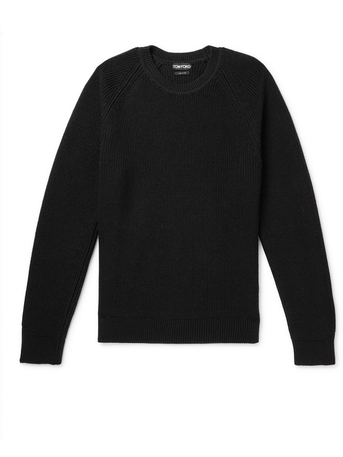 Tom Ford Slim-fit Ribbed Wool And Silk-blend Sweater In Black