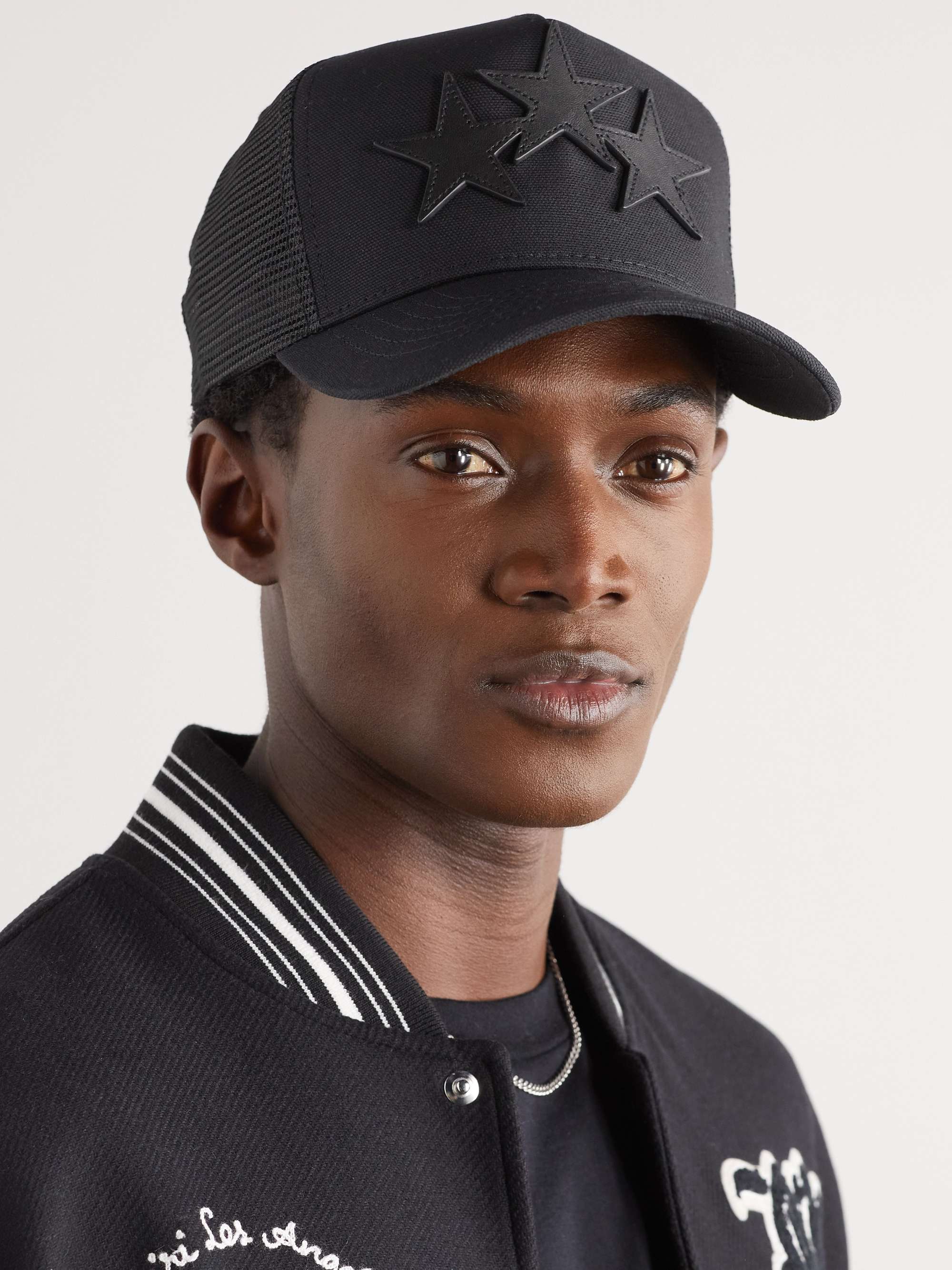 AMIRI Leather-Trimmed Cotton-Canvas and Mesh Trucker Hat for Men | MR PORTER
