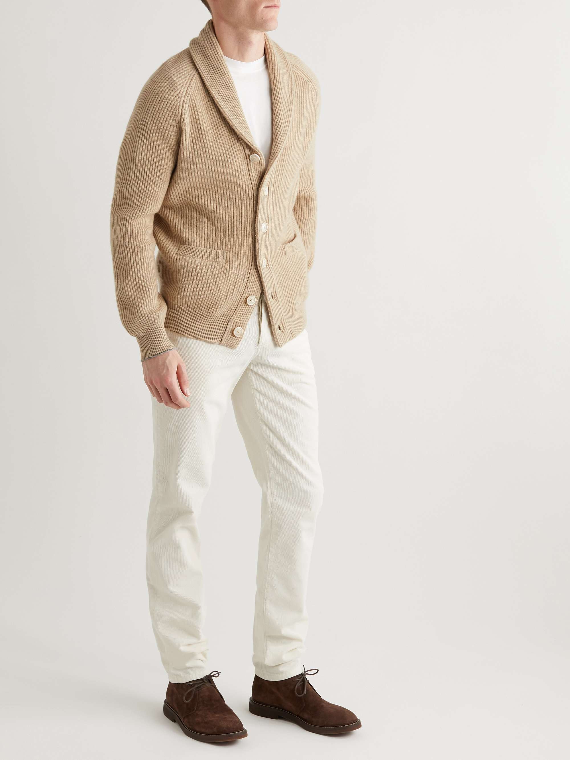 BRUNELLO CUCINELLI Slim-Fit Shawl-Collar Ribbed Cashmere Cardigan for Men |  MR PORTER