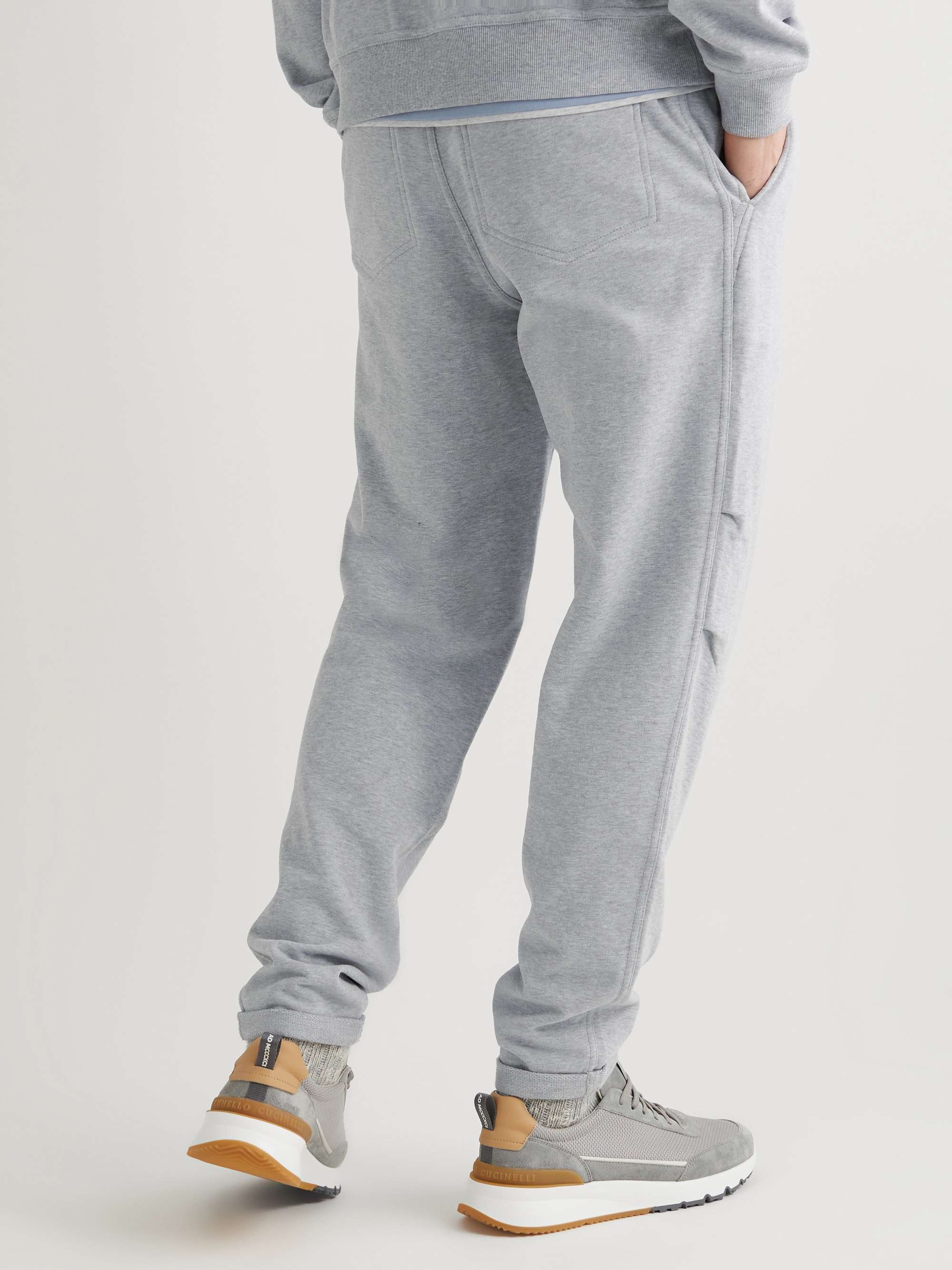 BRUNELLO CUCINELLI Tapered Pleated Cotton-Jersey Sweatpants for Men | MR  PORTER