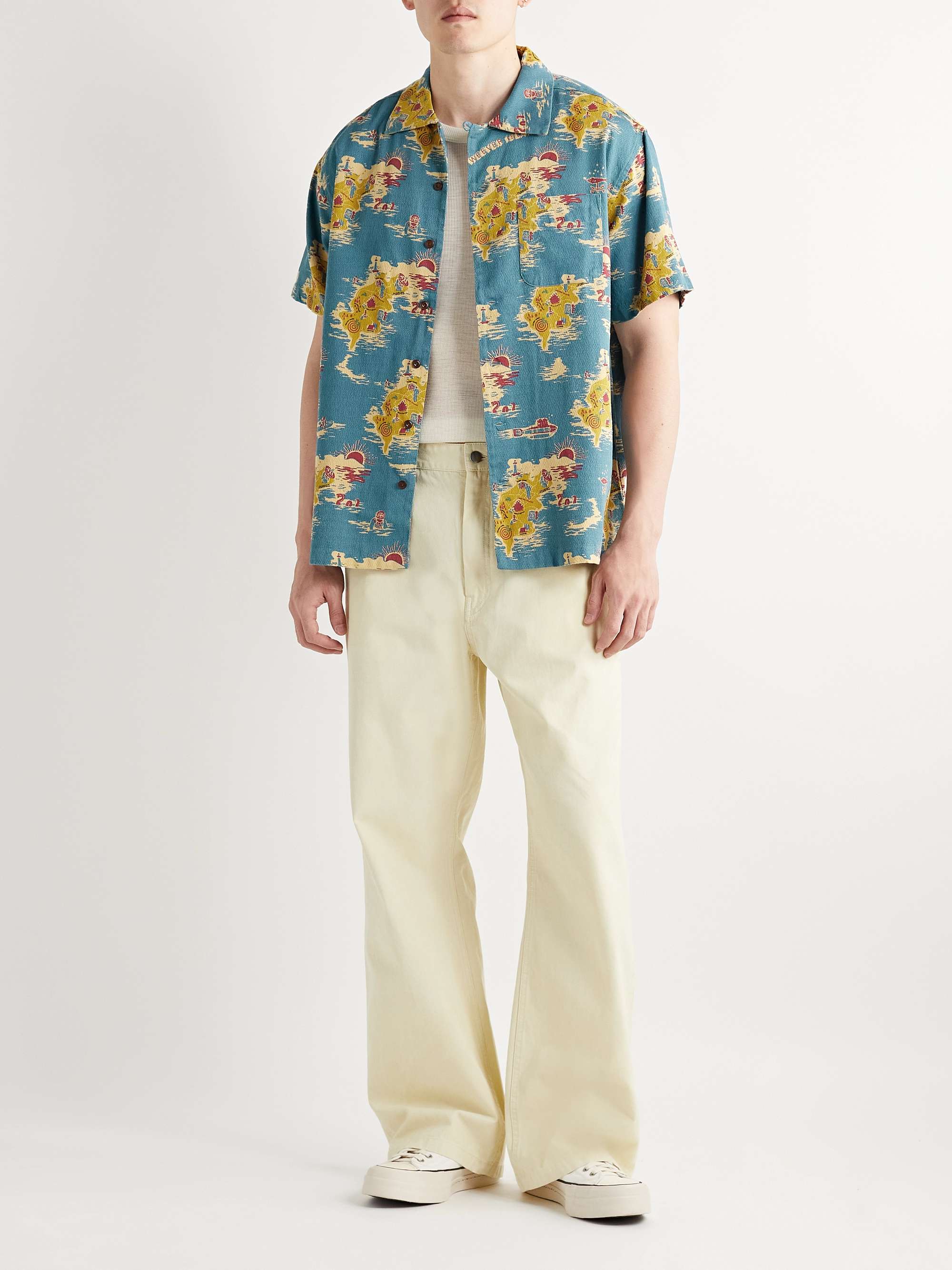 NUDIE JEANS Aron Convertible-Collar Printed Cotton-Canvas Shirt | MR PORTER