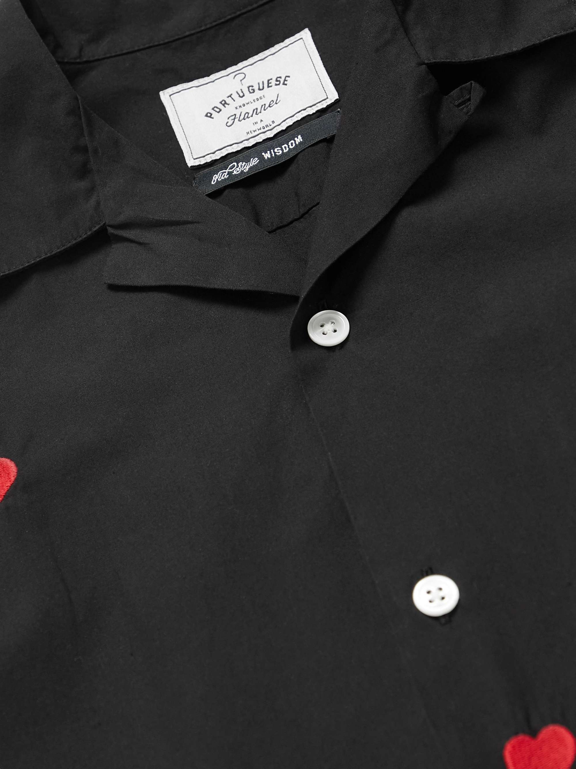 PORTUGUESE FLANNEL Convertible-Collar Embroidered Cotton-Poplin Shirt | MR  PORTER