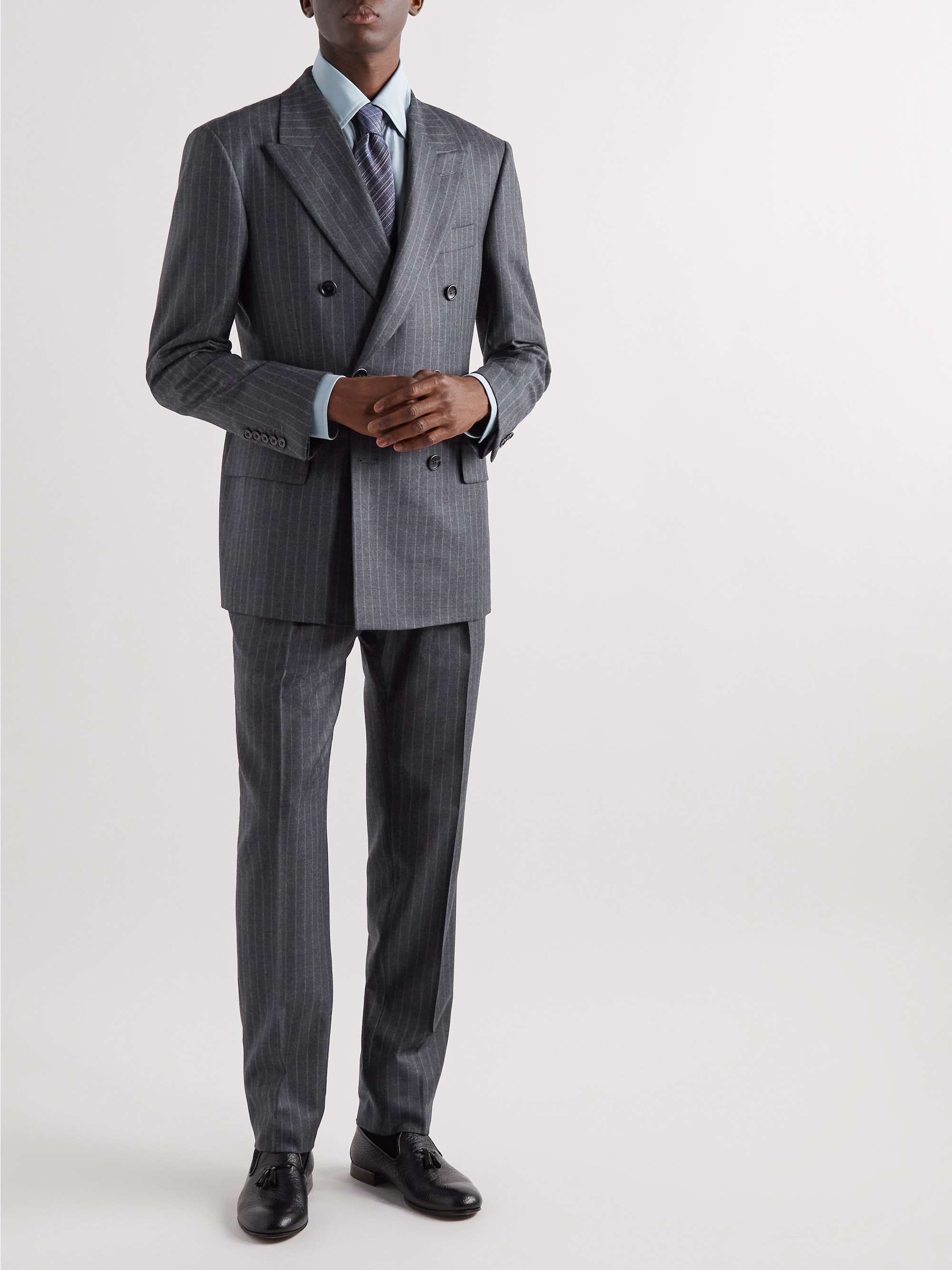 TOM FORD Double-Breasted Striped Wool and Silk-Blend Suit Jacket for Men |  MR PORTER