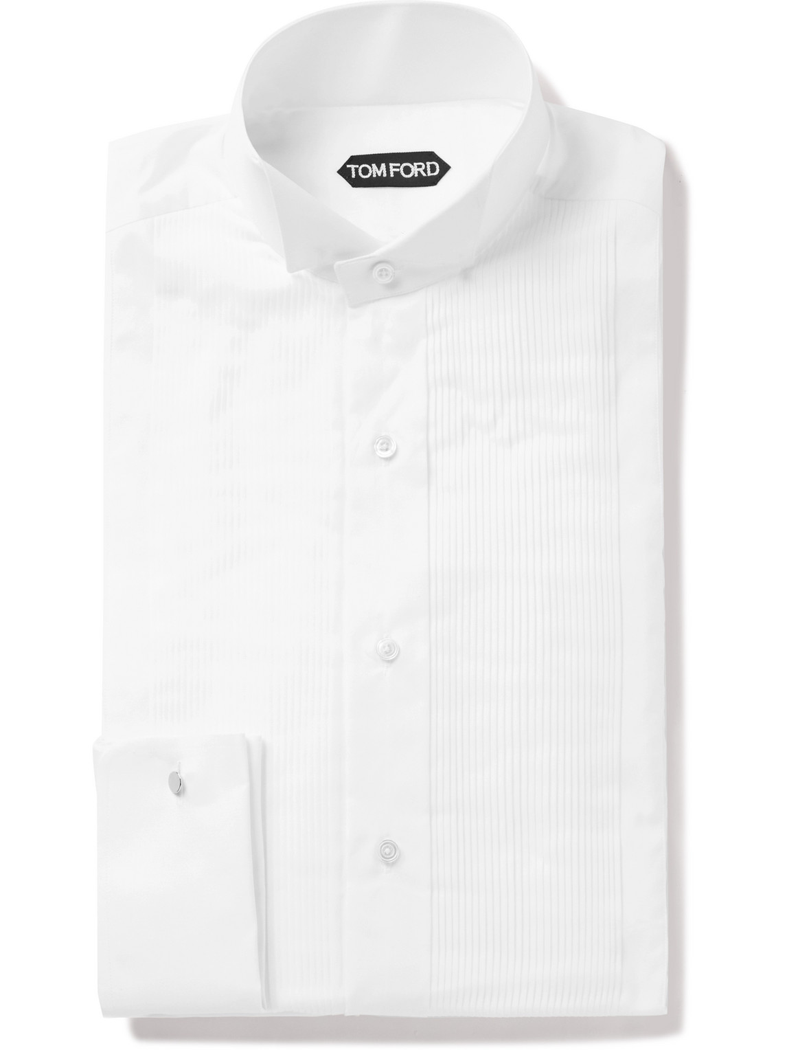 Tom Ford Wing-collar Bib-front Cotton-poplin Tuxedo Shirt In White