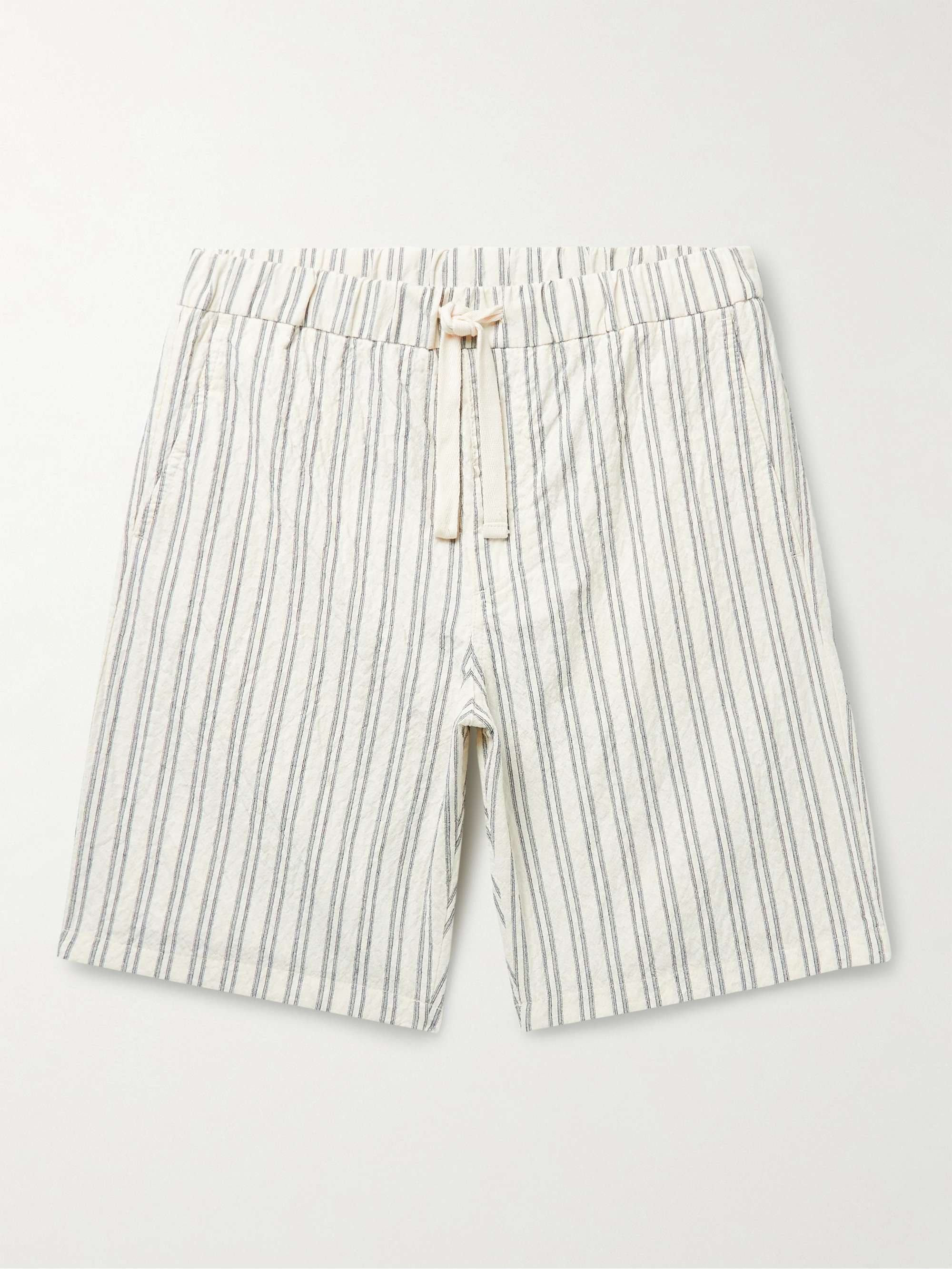 NN07 Keith Straight-Leg Striped Cotton-Blend Drawstring Shorts for Men ...