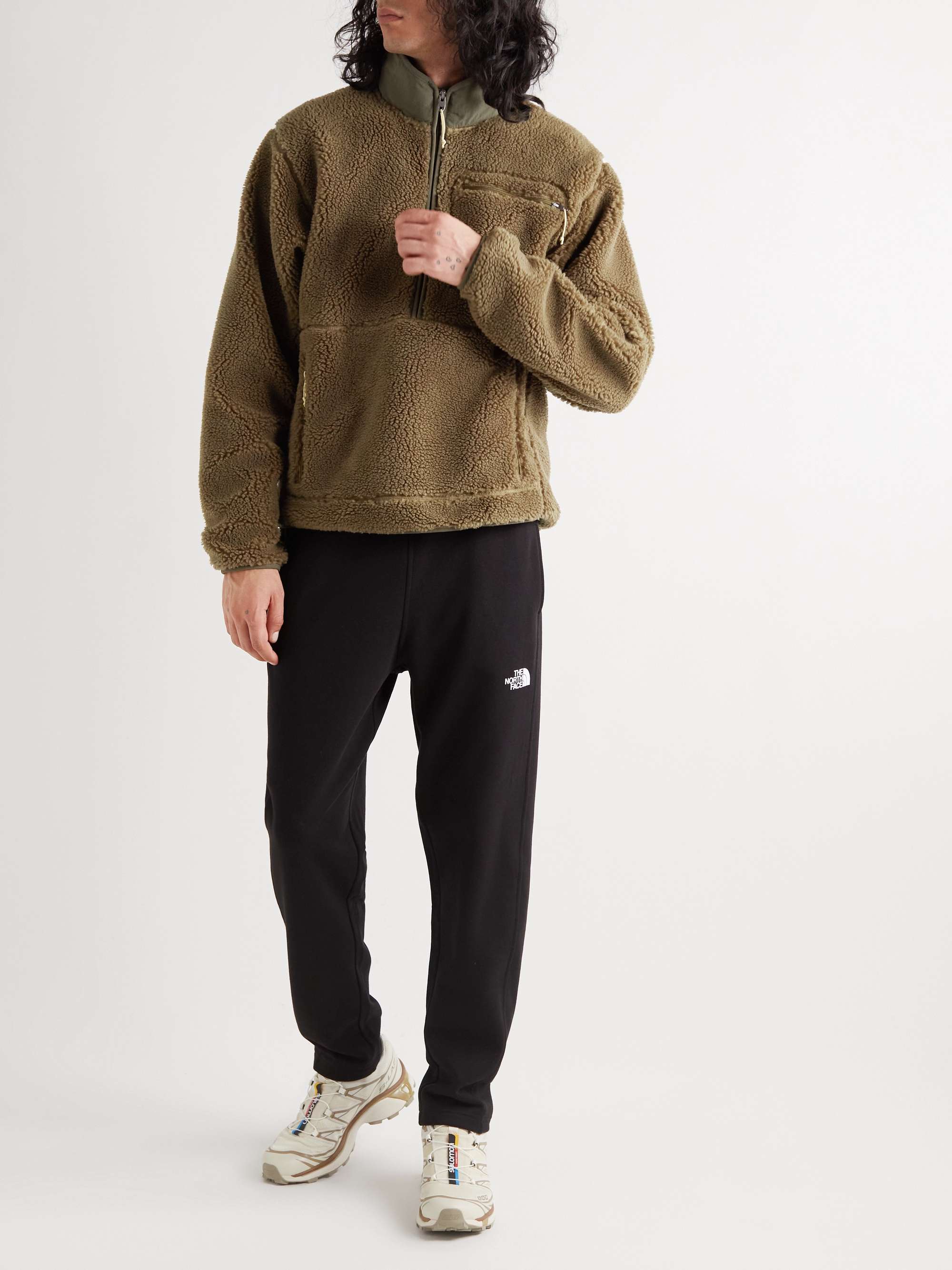 Army green Extreme Pile Logo-Embroidered Shell-Trimmed Fleece Jacket | THE NORTH  FACE | MR PORTER