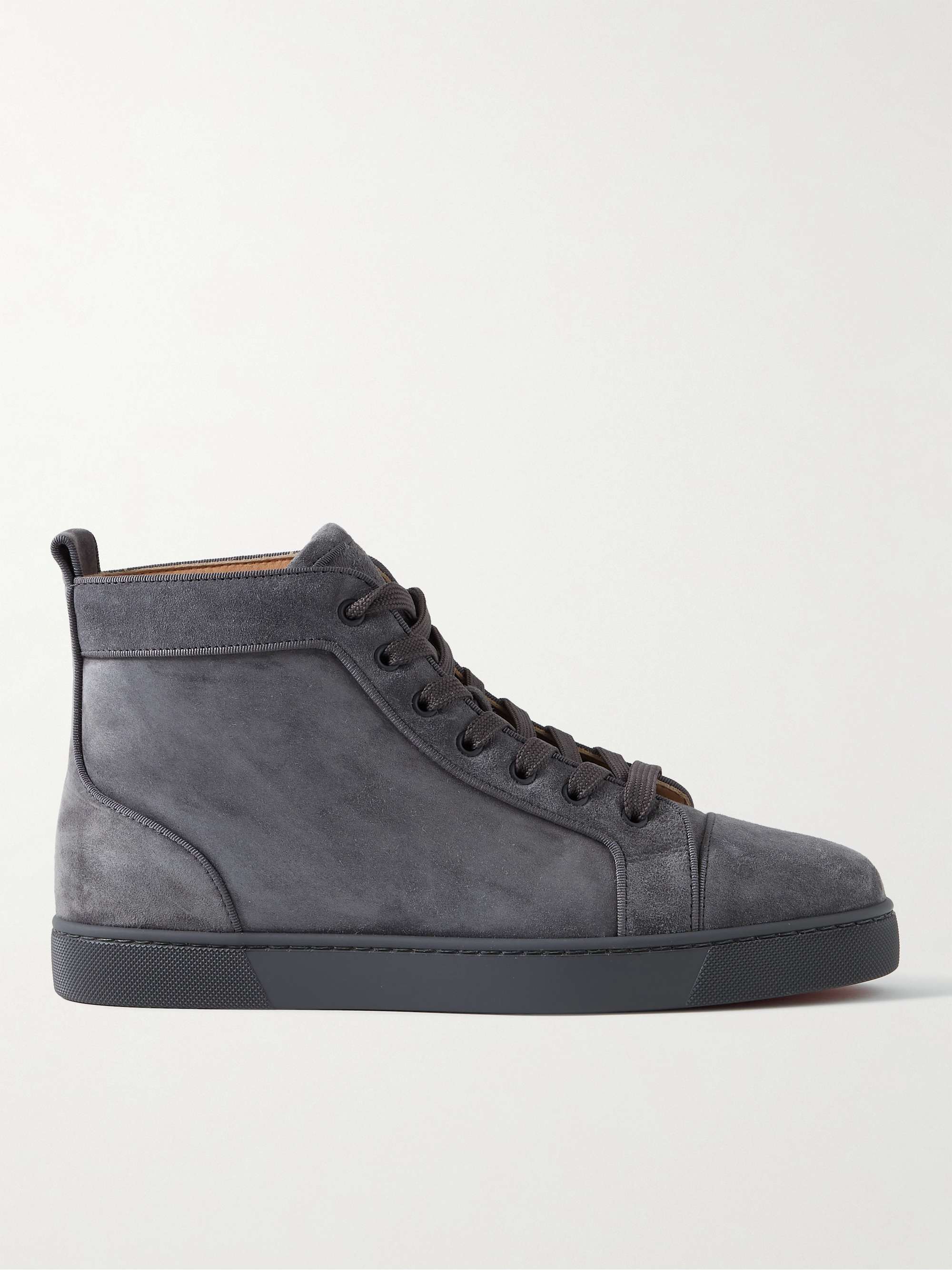 CHRISTIAN LOUBOUTIN Louis Orlato Grosgrain-Trimmed Suede High-Top Sneakers  for Men | MR PORTER