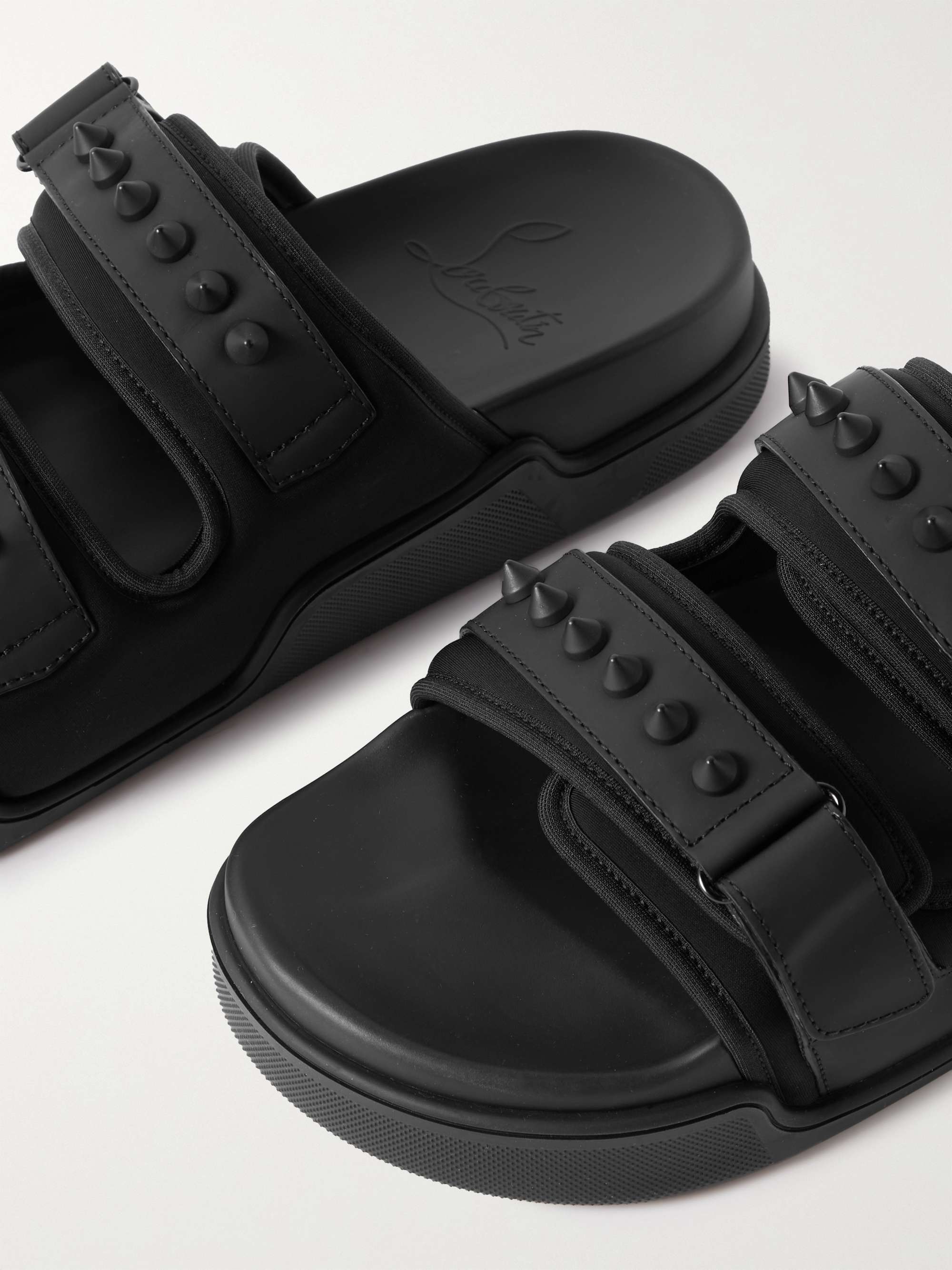 CHRISTIAN LOUBOUTIN Daddy Pool Studded Leather and Webbing Sandals for Men  | MR PORTER