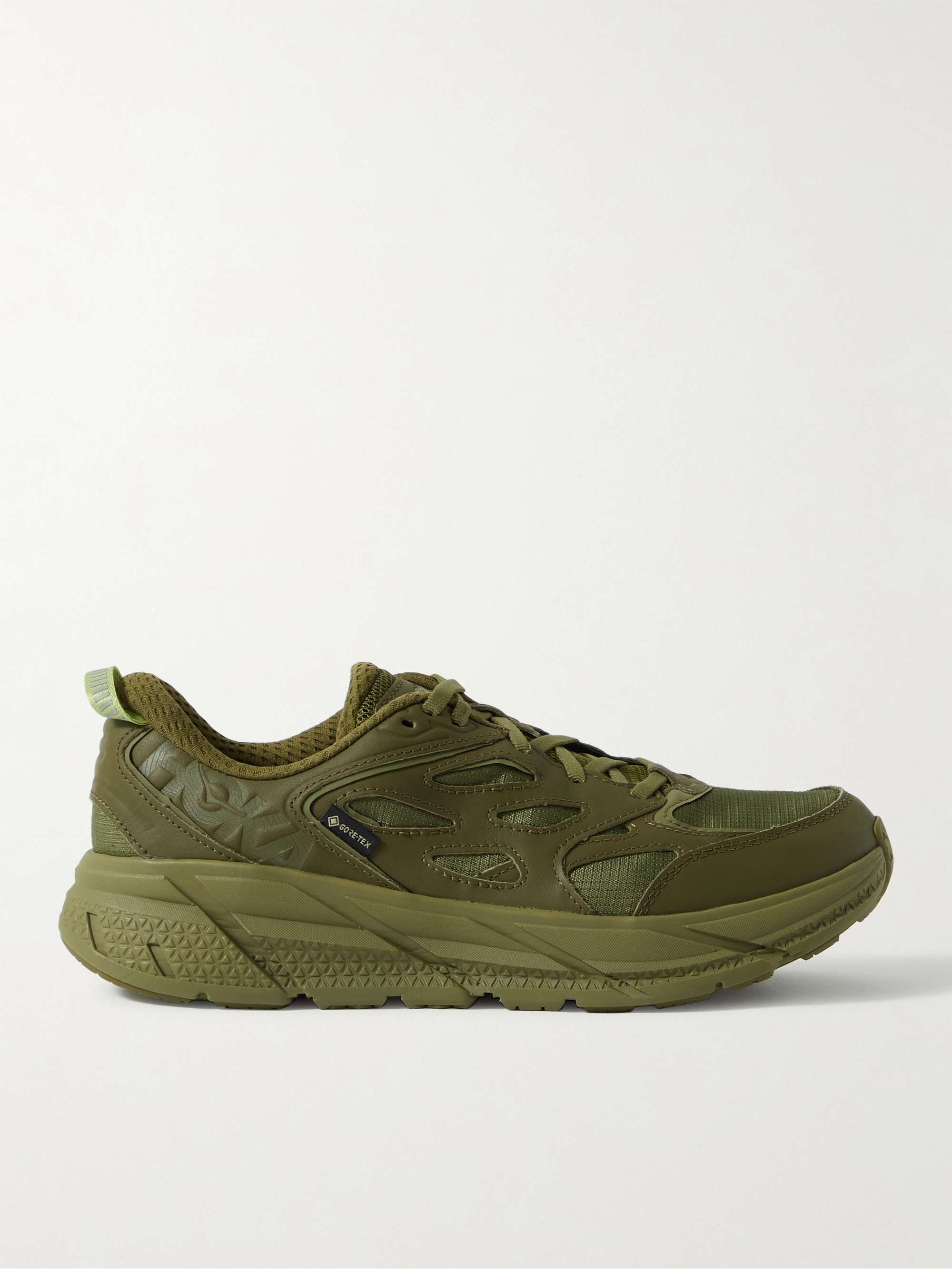 Green Clifton L GTX Leather-Trimmed Coated-Ripstop Running Sneakers | HOKA  ONE ONE | MR PORTER